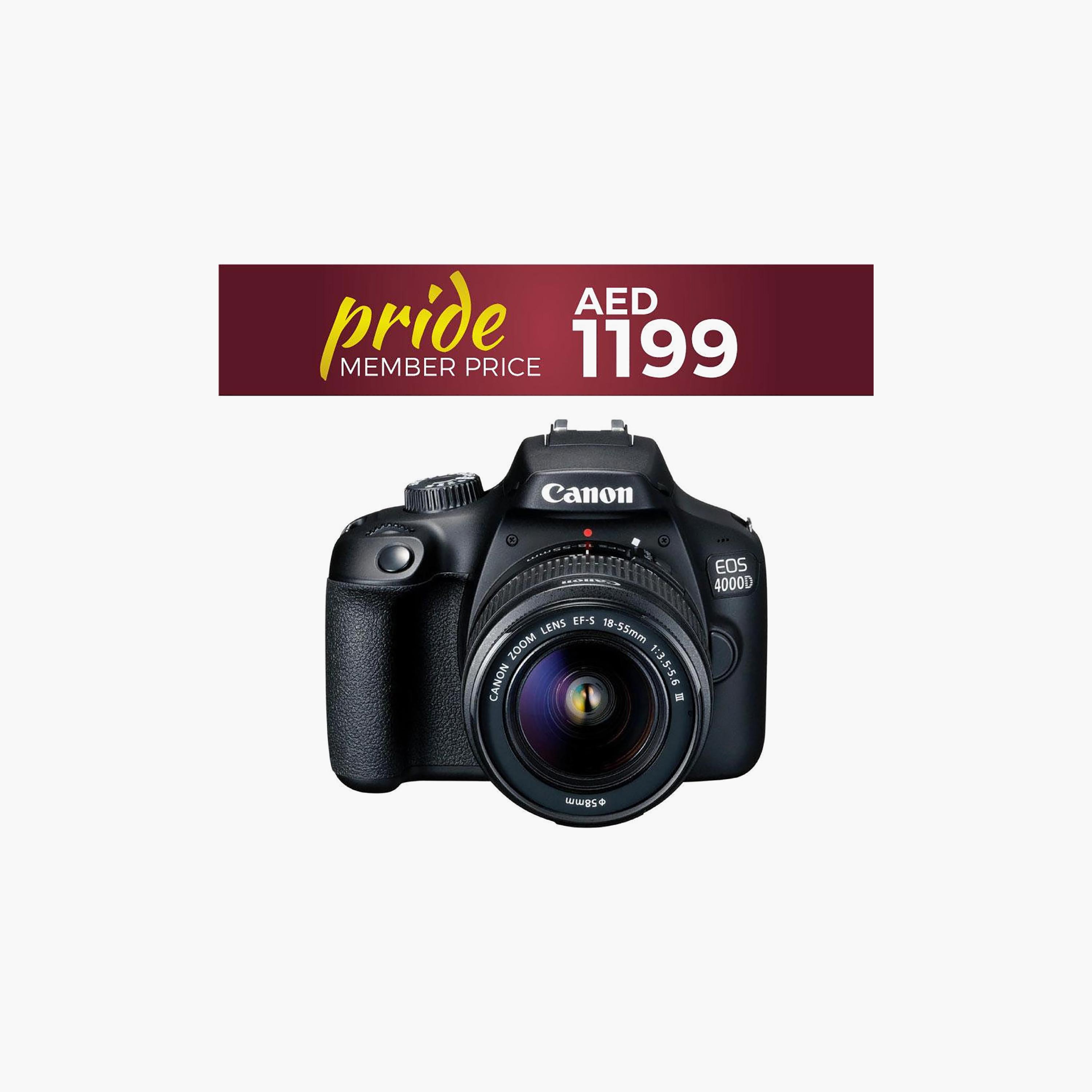 كاميرا كانون دي إس إل آر (DSLR) مع عدسة 18-55 ملم DC III باللون الأسود | EOS 4000D 18-55 DC III-electronics-camera-image-6