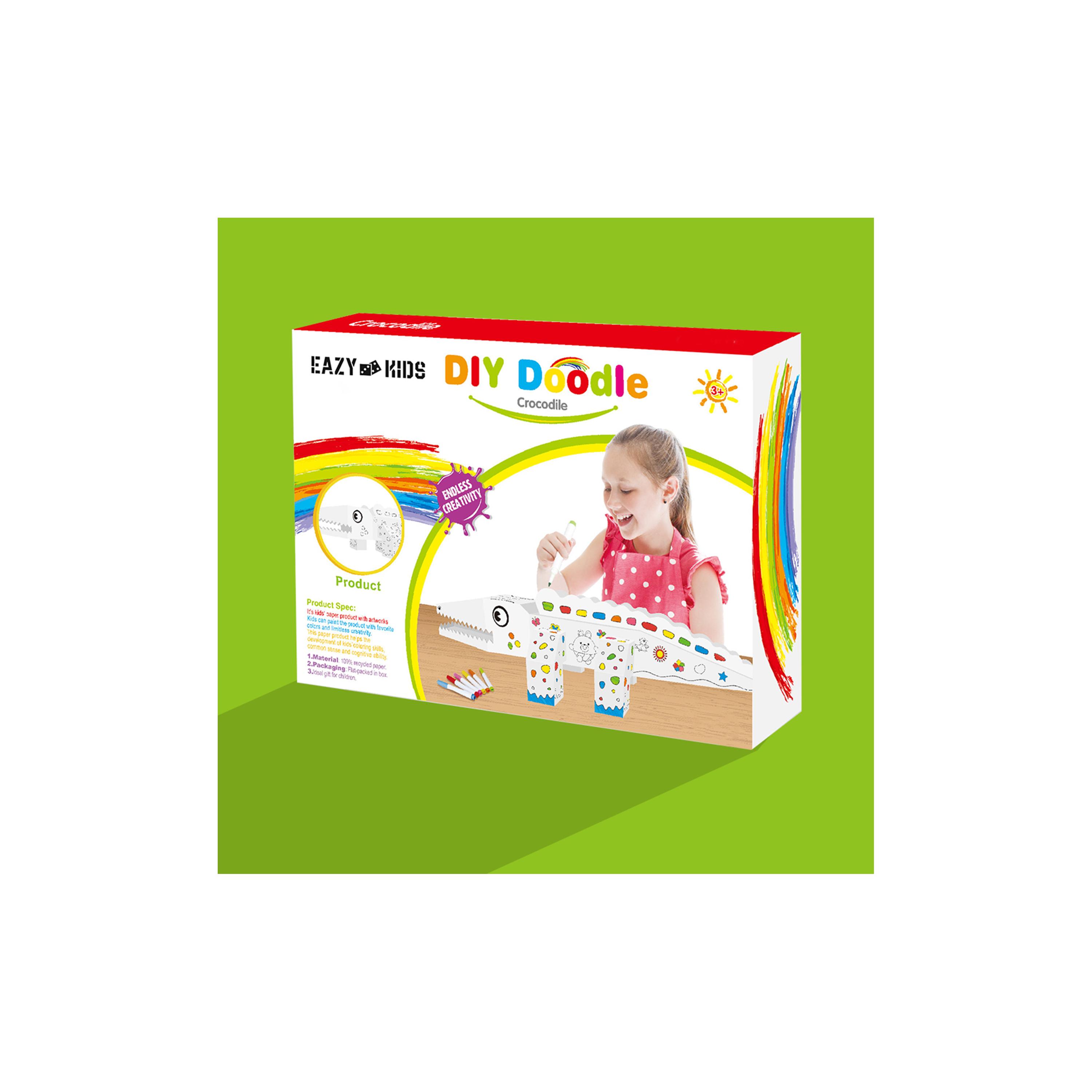 Eazy Kids DIY Doodle Colouring Kit with 6-Piece Sketch Pans, Crocodile-school-artsandcrafts-image-4