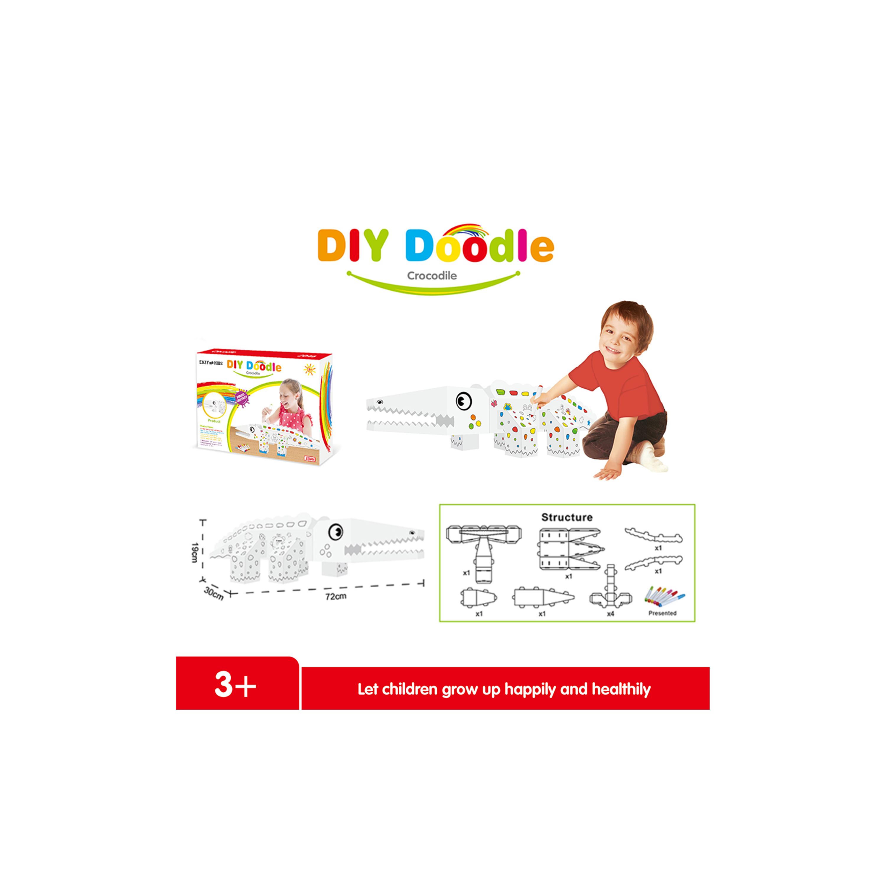 Eazy Kids DIY Doodle Colouring Kit with 6-Piece Sketch Pans, Crocodile-school-artsandcrafts-image-5