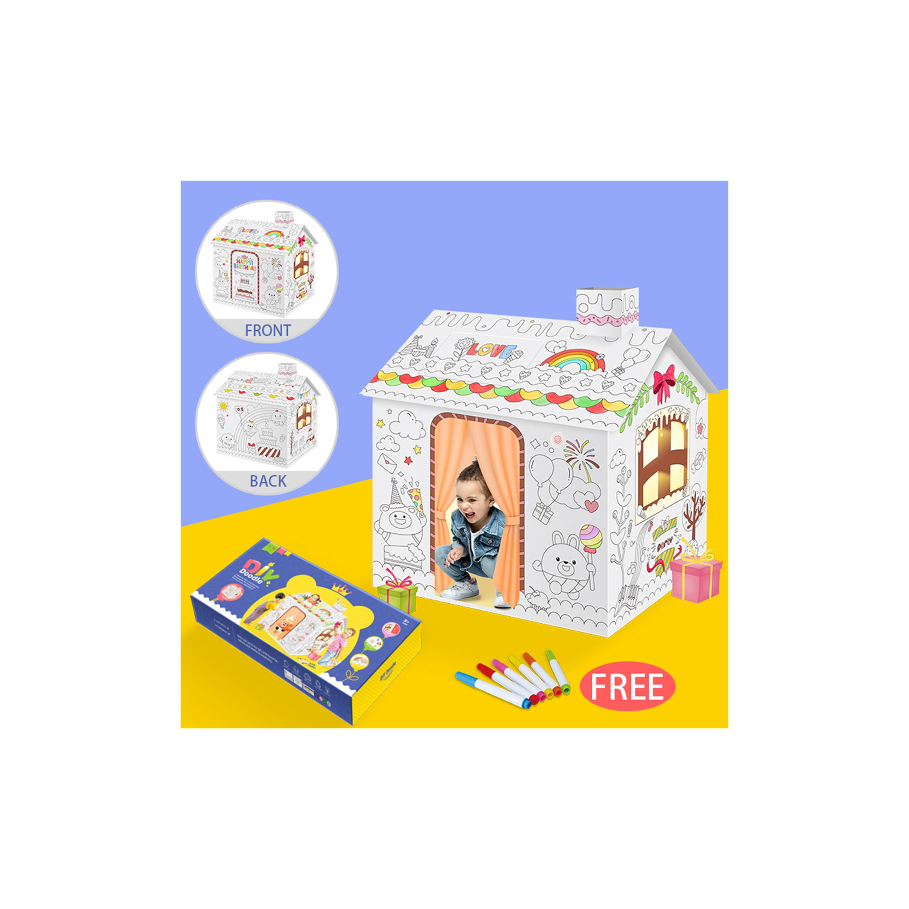 Eazy Kids DIY Doodle Colouring Kit with 6-Piece Sketch Pans, Happy Birthday House-school-artsandcrafts-image-2