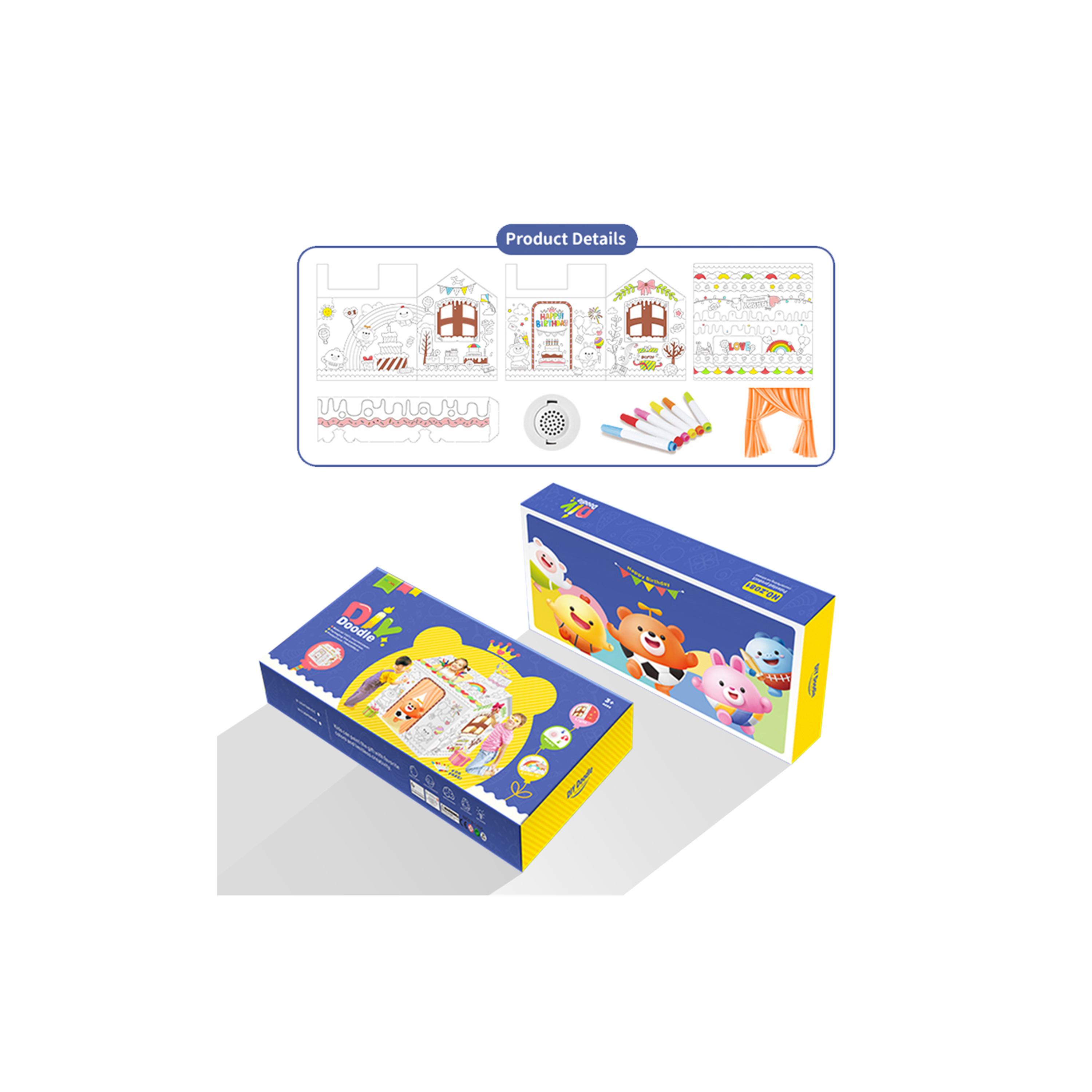 Eazy Kids DIY Doodle Colouring Kit with 6-Piece Sketch Pans, Happy Birthday House-school-artsandcrafts-image-5