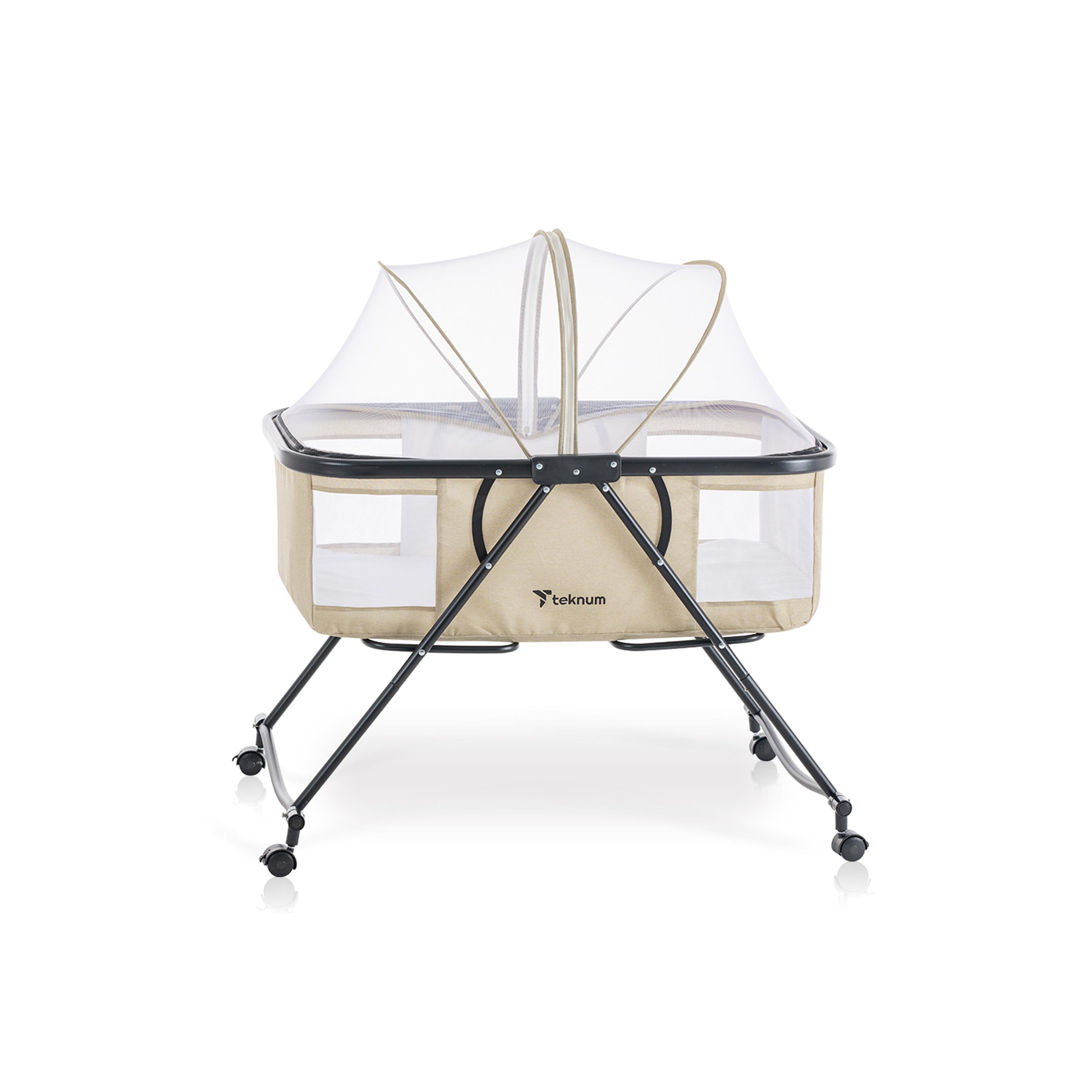 Teknum 3-In-1 Baby Cot, Cradle with Mosquito Net & Wheels, Ivory-baby-nursery-furniture-cribsandbeds-travelcots-image-1
