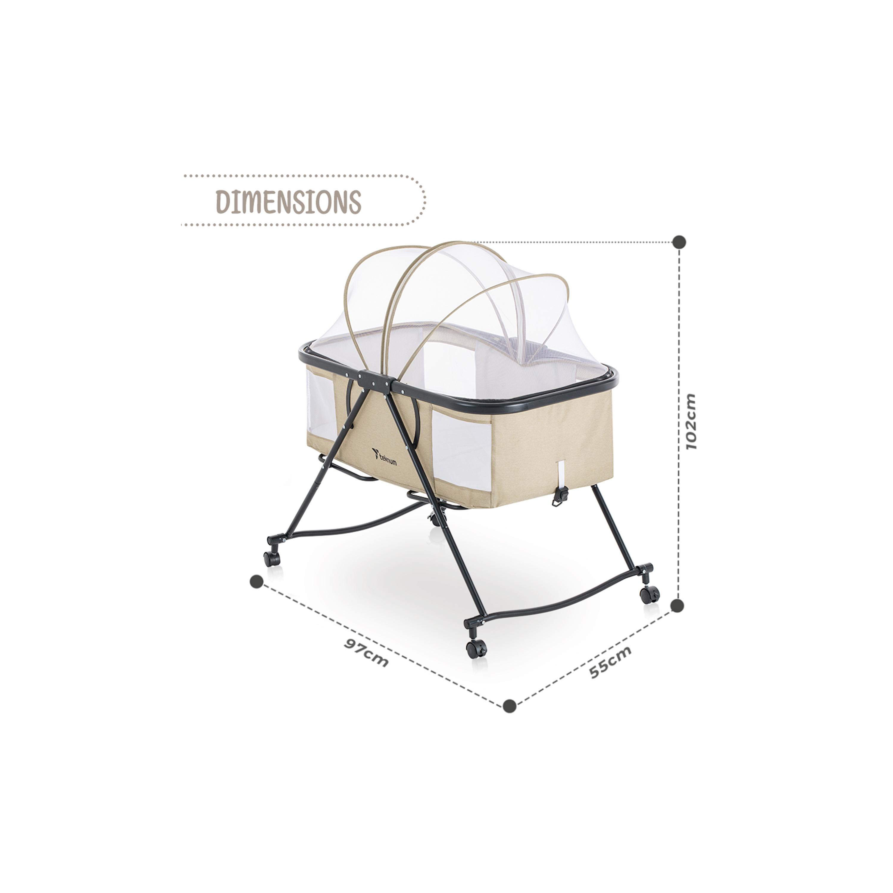 Teknum 3-In-1 Baby Cot, Cradle with Mosquito Net & Wheels, Ivory-baby-nursery-furniture-cribsandbeds-travelcots-image-12