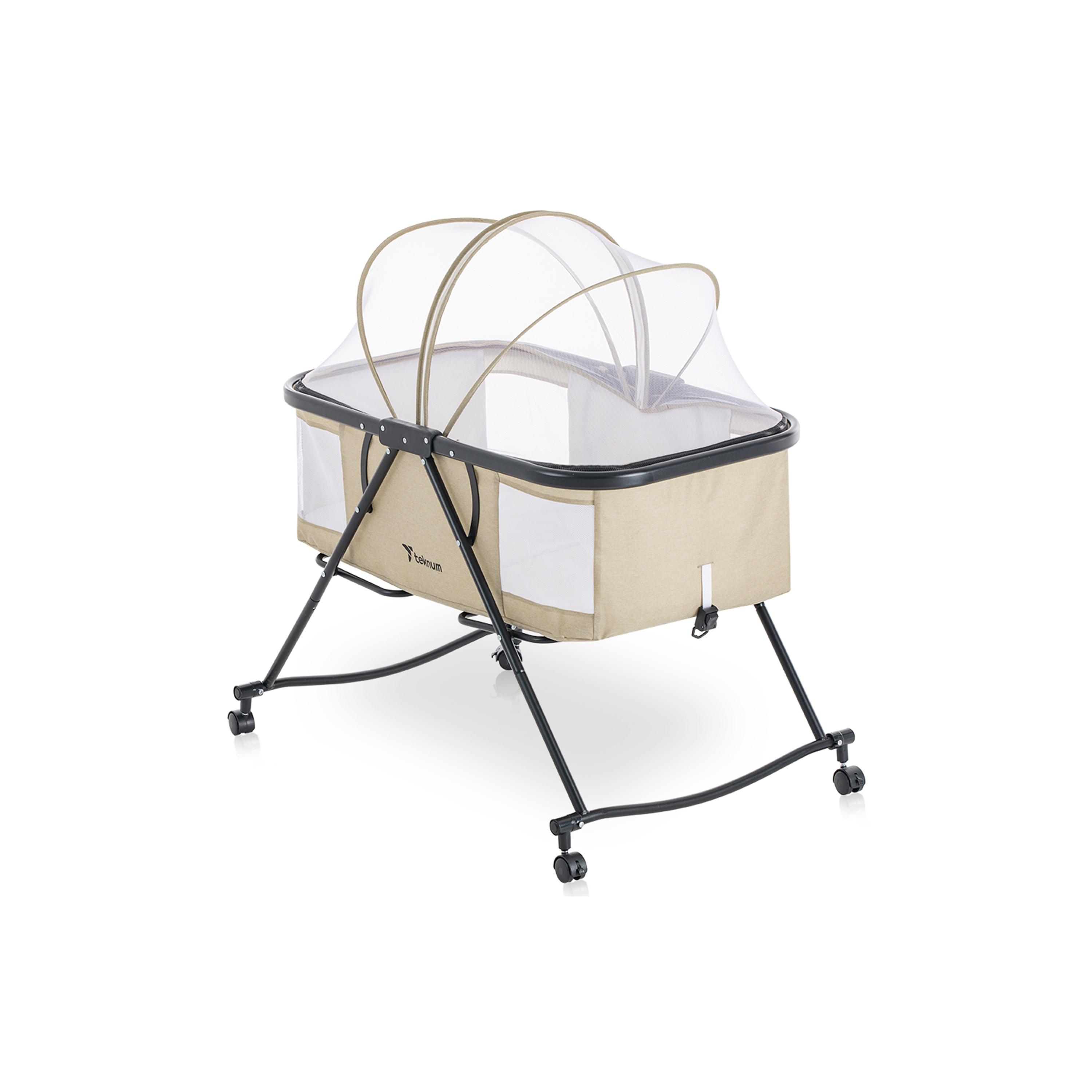 Teknum 3-In-1 Baby Cot, Cradle with Mosquito Net & Wheels, Ivory-baby-nursery-furniture-cribsandbeds-travelcots-image-2