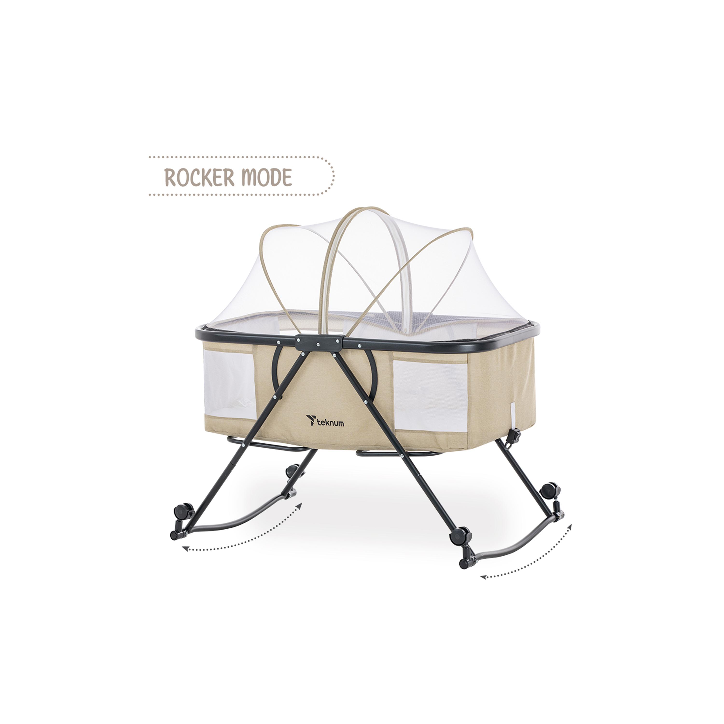 Teknum 3-In-1 Baby Cot, Cradle with Mosquito Net & Wheels, Ivory-baby-nursery-furniture-cribsandbeds-travelcots-image-5