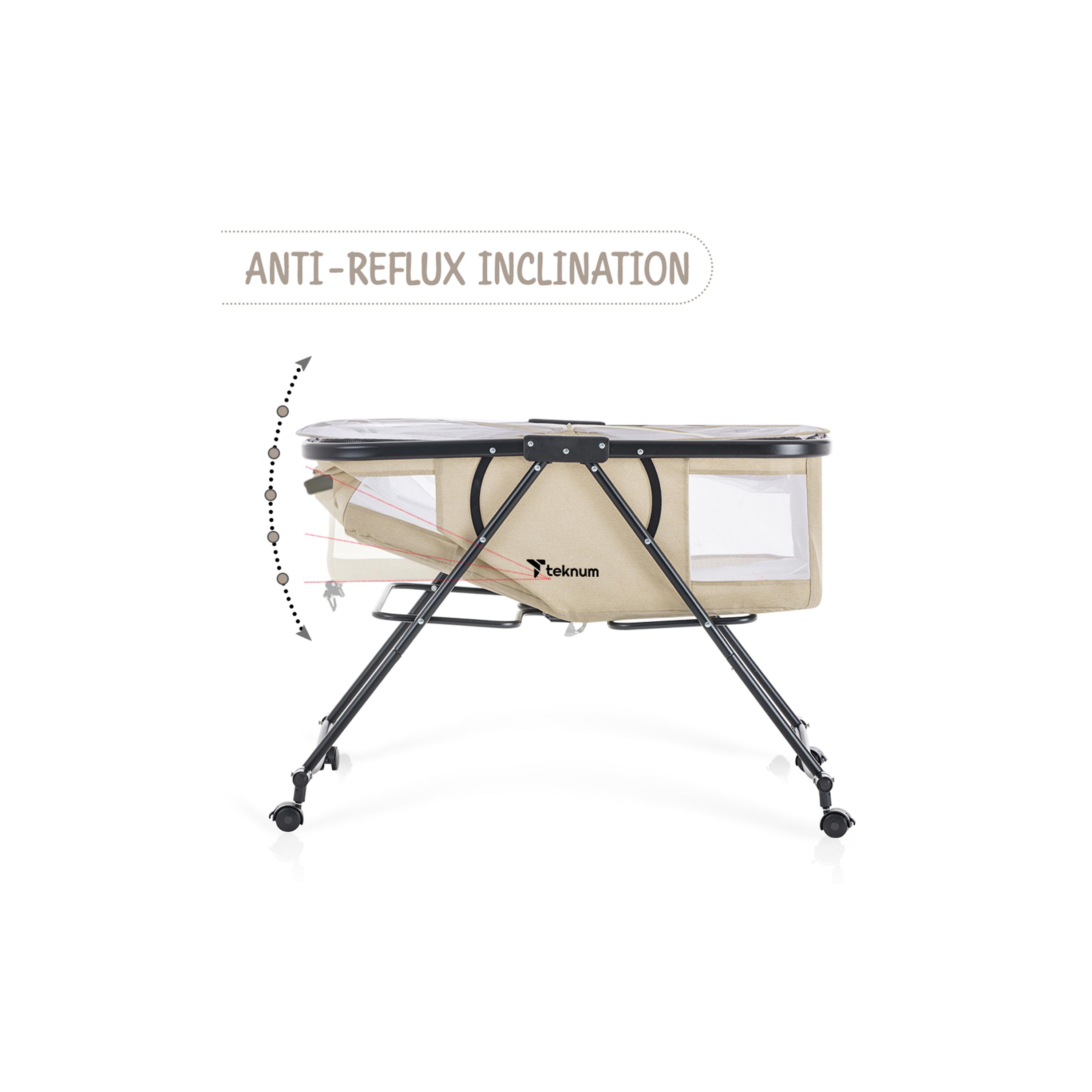 Teknum 3-In-1 Baby Cot, Cradle with Mosquito Net & Wheels, Ivory-baby-nursery-furniture-cribsandbeds-travelcots-image-6