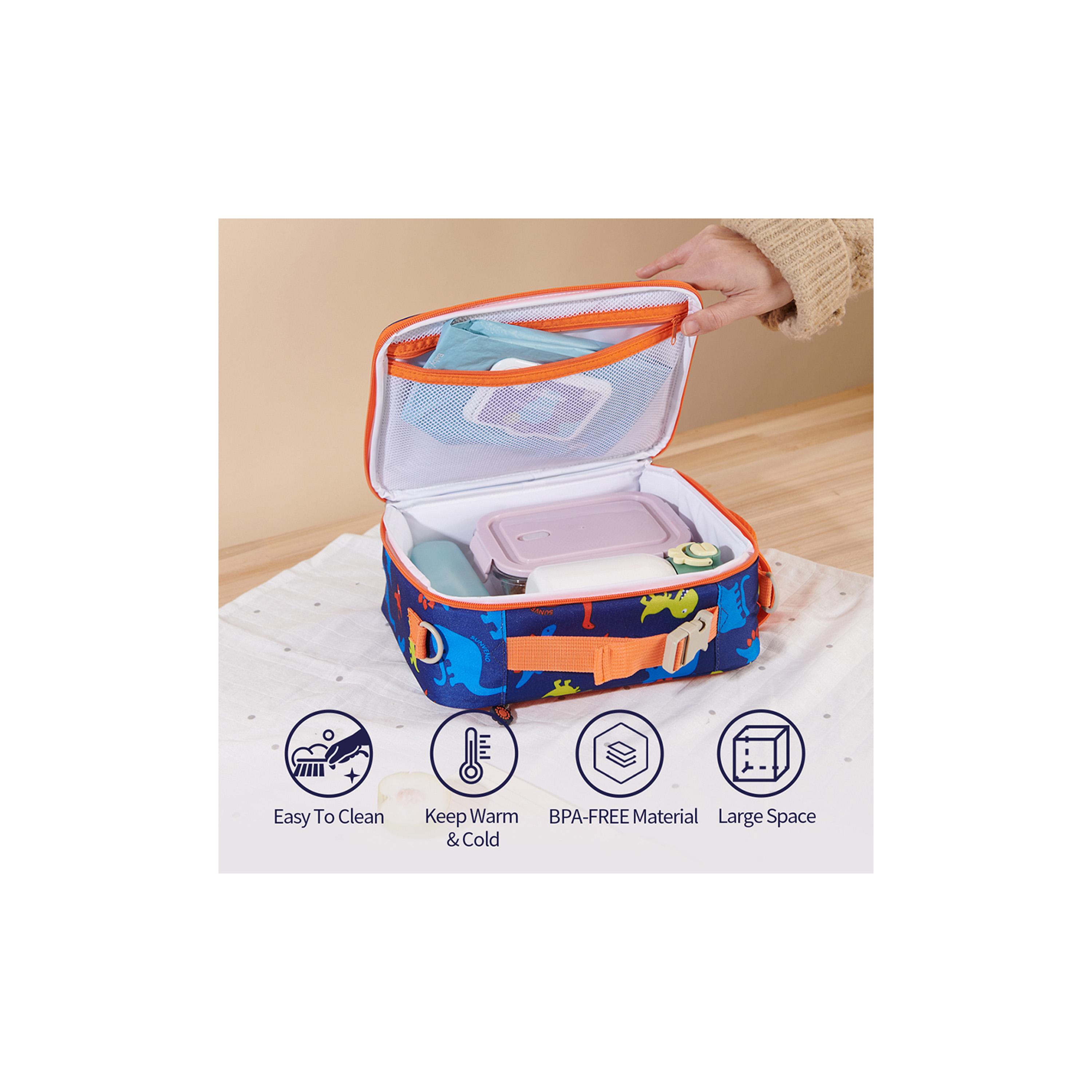 Sunveno Lunch Bag with Shoulder Strap, Dino, Blue-school-lunchessentials-lunchbags-image-11