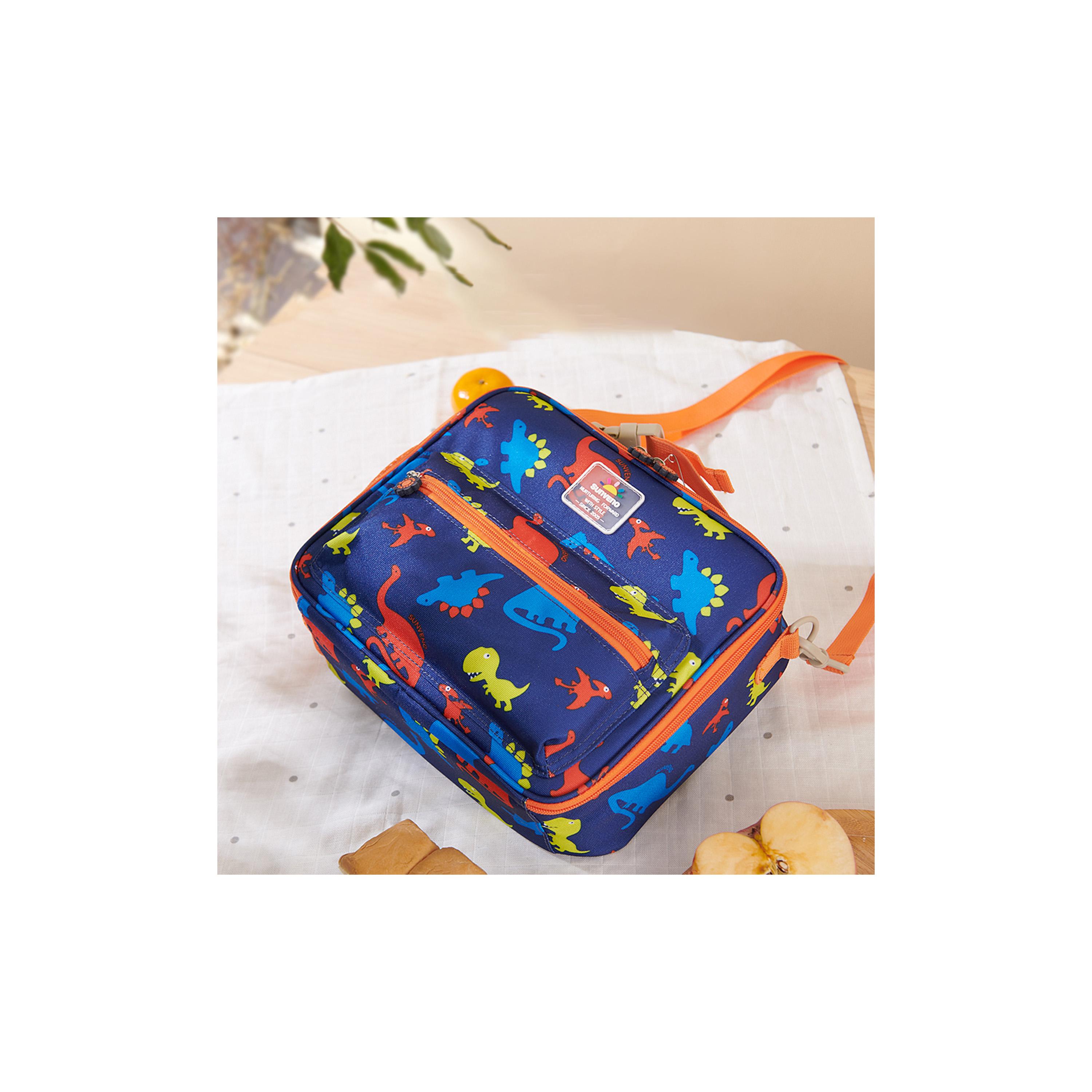 Sunveno Lunch Bag with Shoulder Strap, Dino, Blue-school-lunchessentials-lunchbags-image-14