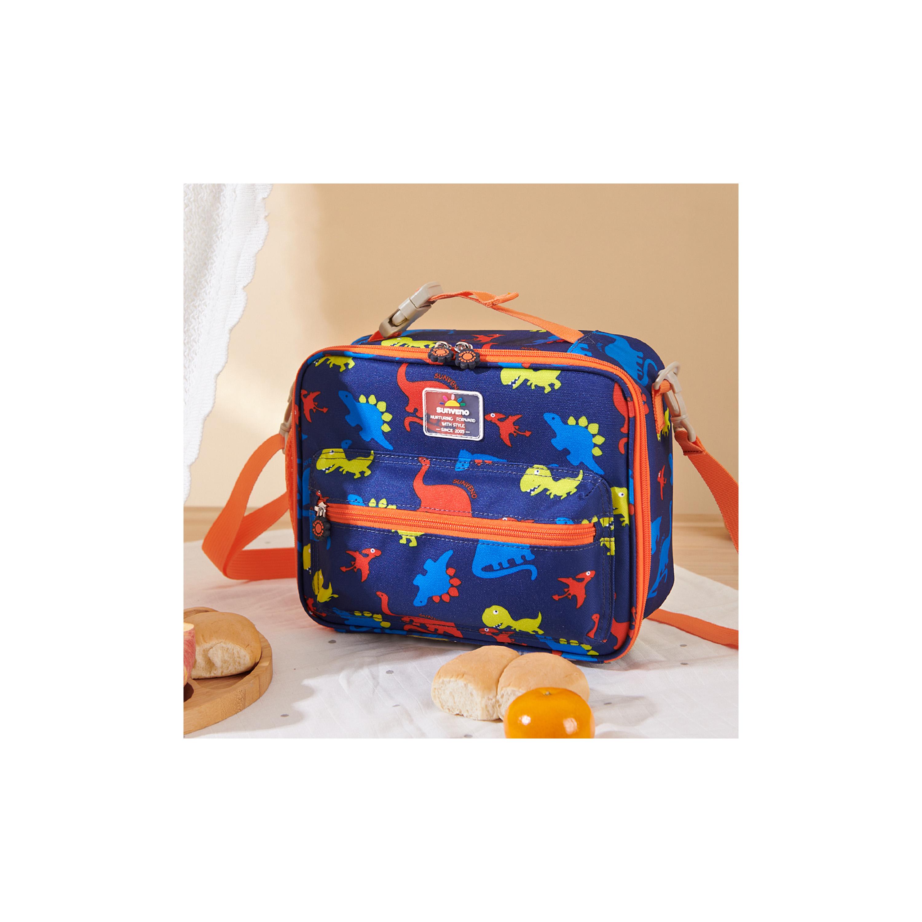 Sunveno Lunch Bag with Shoulder Strap, Dino, Blue-school-lunchessentials-lunchbags-image-3