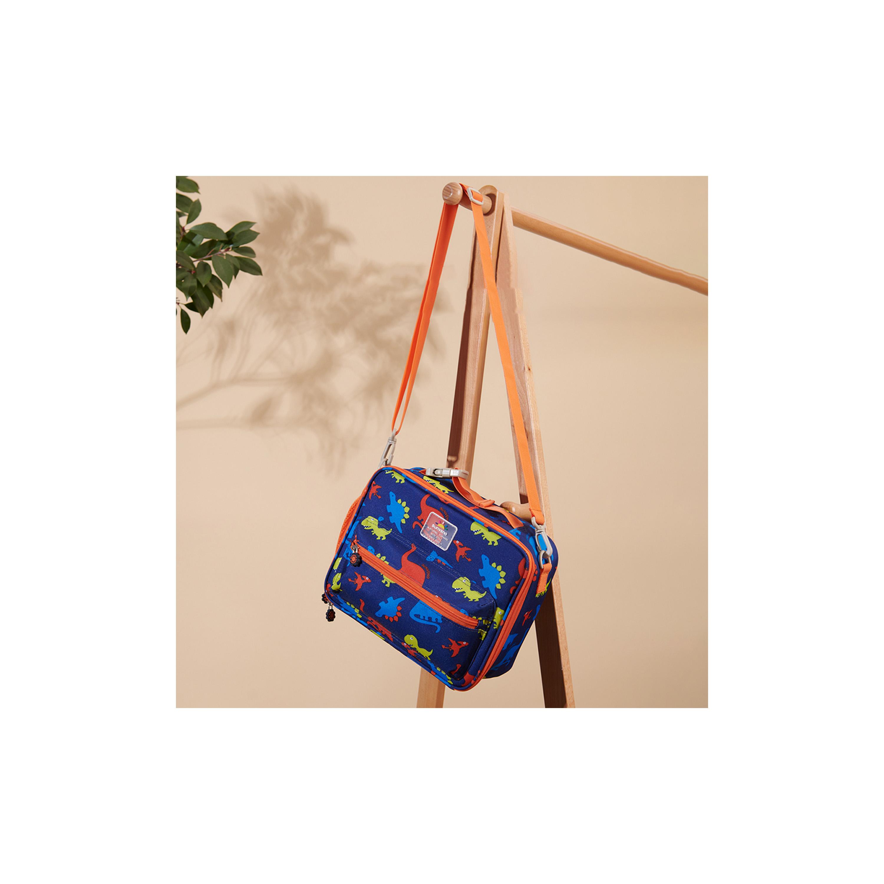 Sunveno Lunch Bag with Shoulder Strap, Dino, Blue-school-lunchessentials-lunchbags-image-4