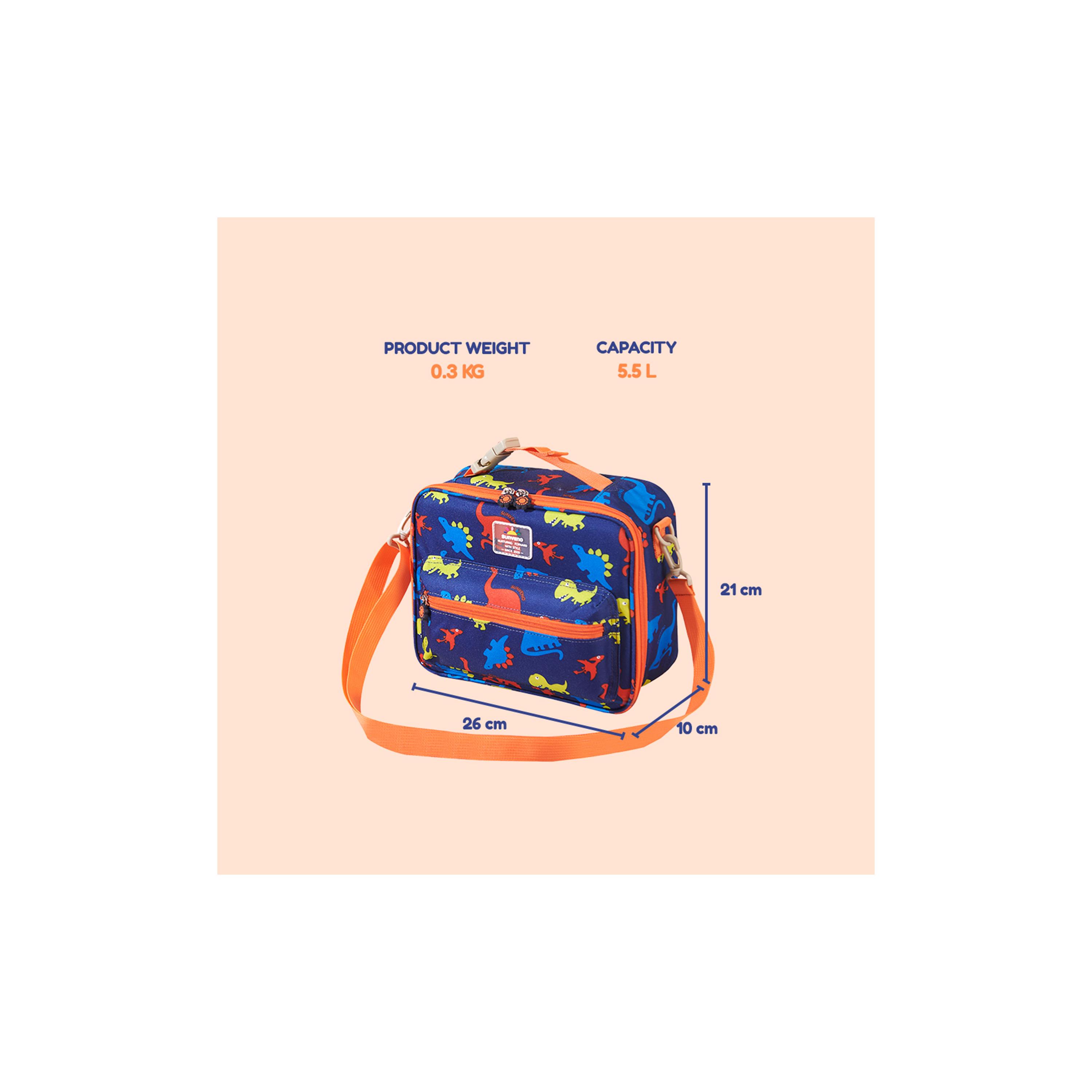 Sunveno Lunch Bag with Shoulder Strap, Dino, Blue-school-lunchessentials-lunchbags-image-5