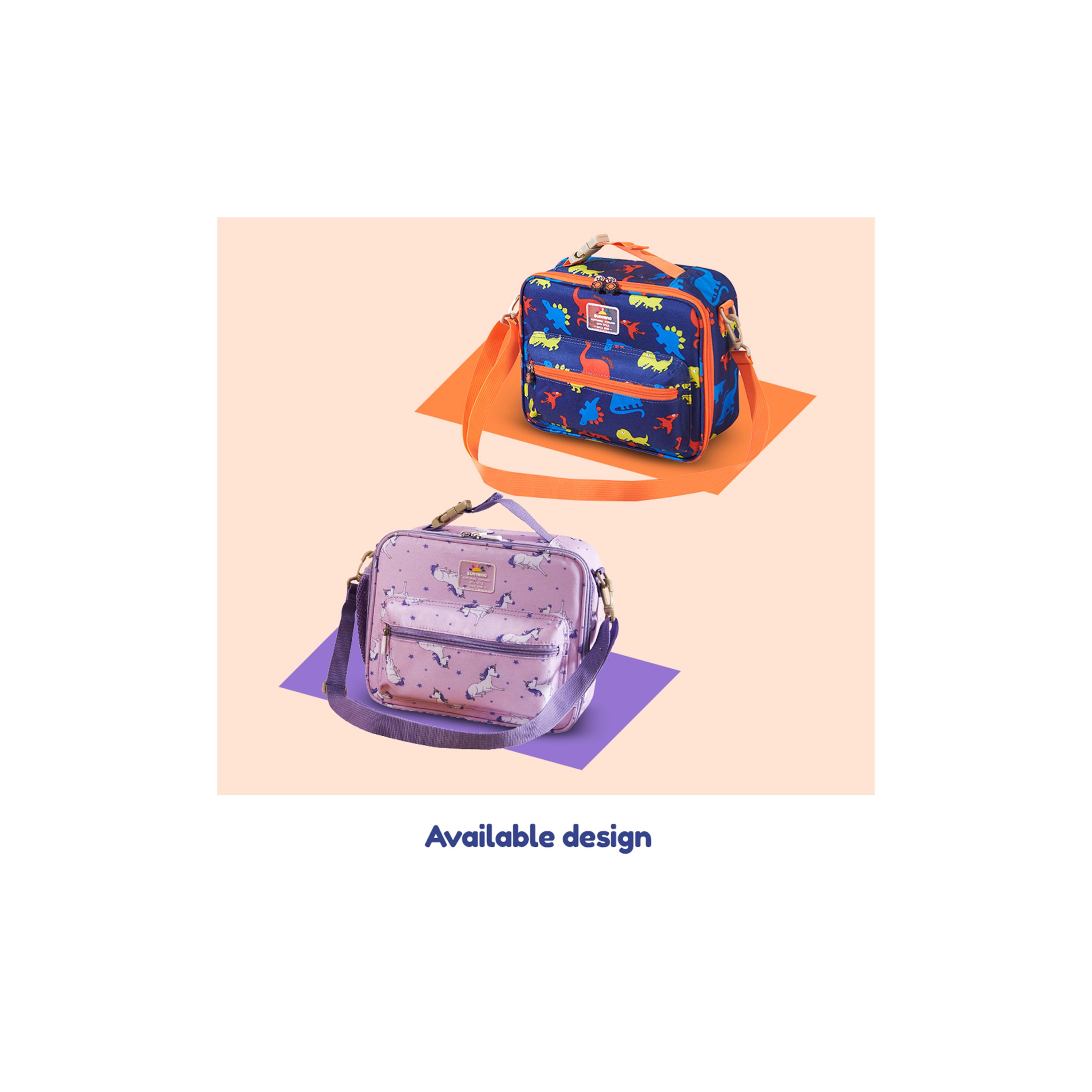 Sunveno Lunch Bag with Shoulder Strap, Dino, Blue-school-lunchessentials-lunchbags-image-6