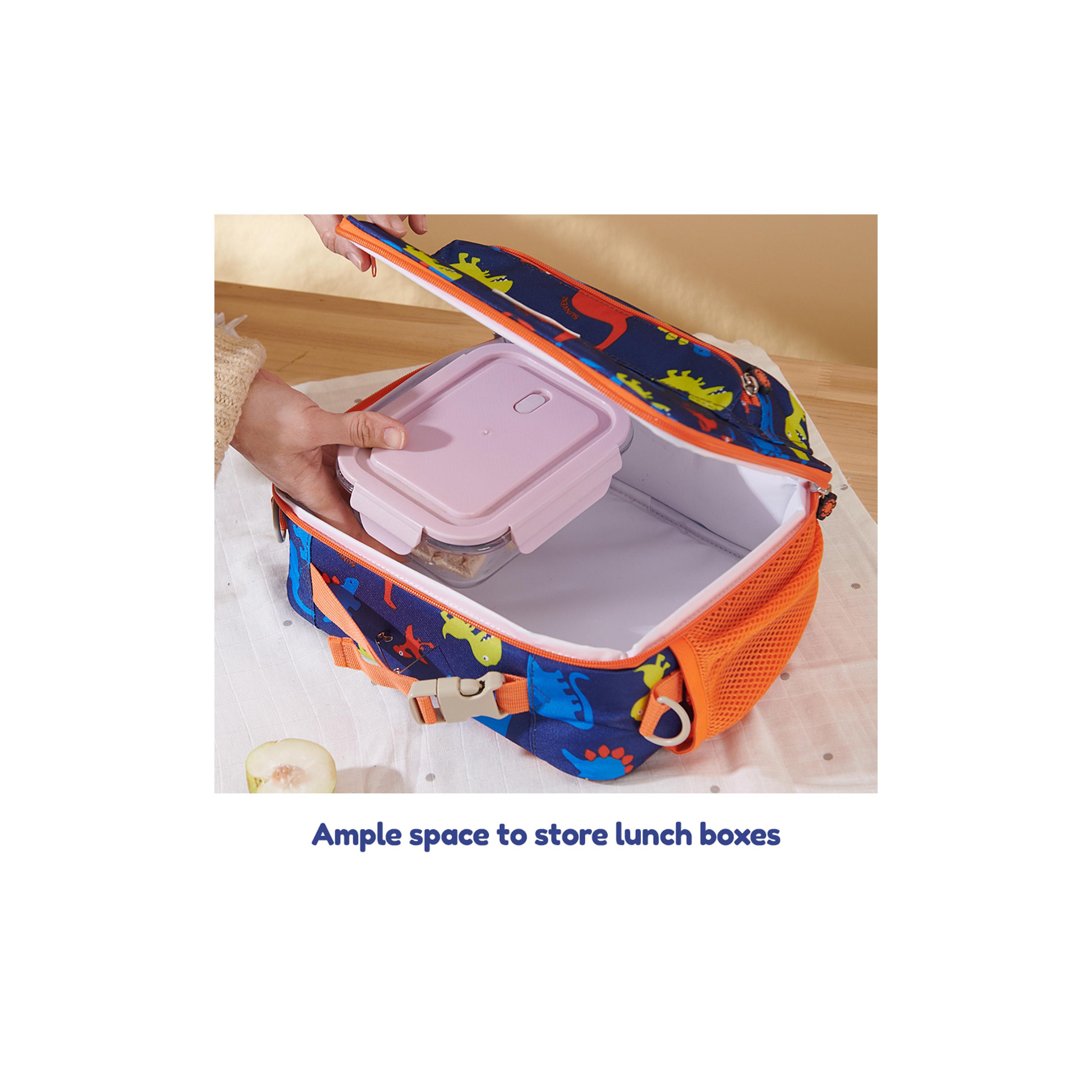 Sunveno Lunch Bag with Shoulder Strap, Dino, Blue-school-lunchessentials-lunchbags-image-7
