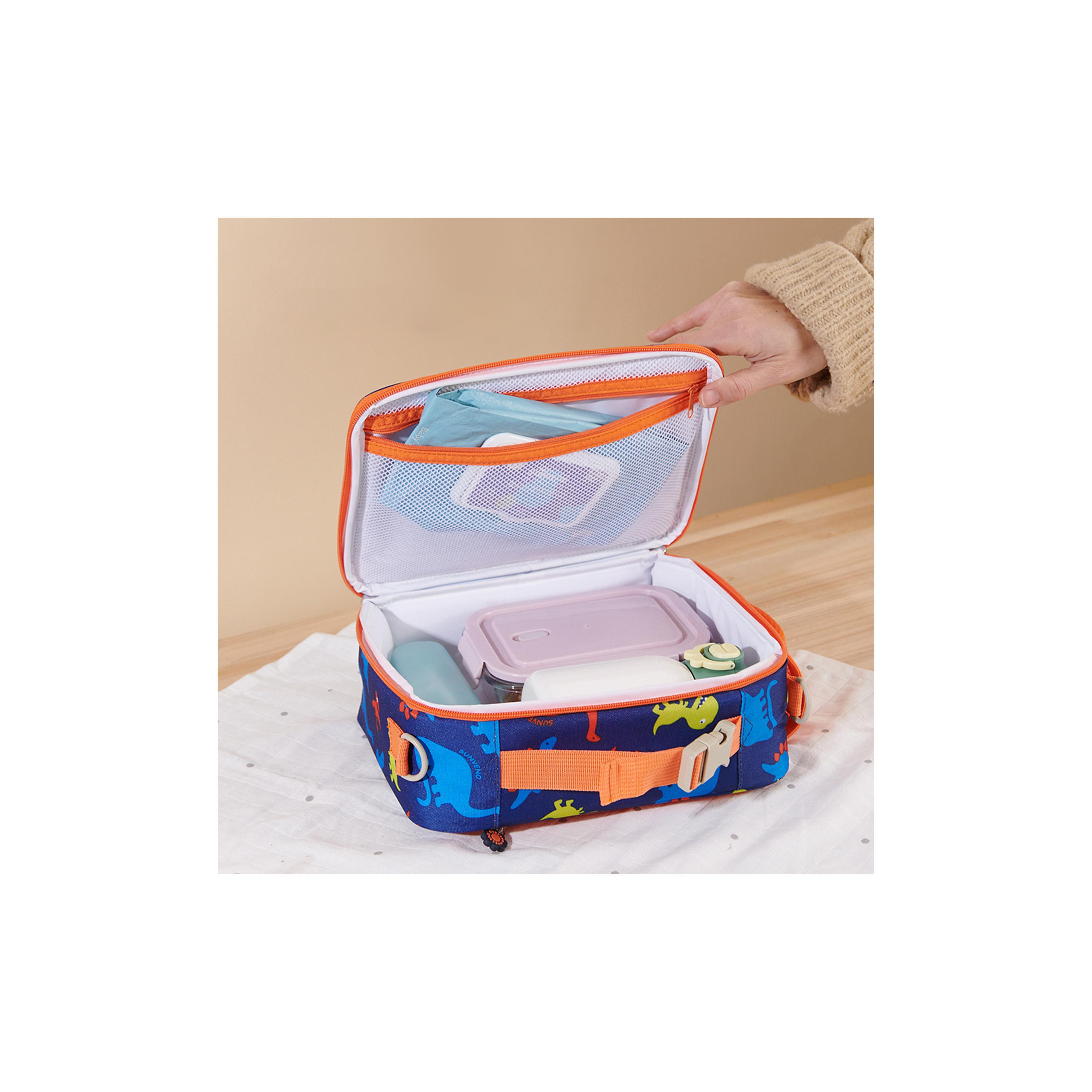 Sunveno Lunch Bag with Shoulder Strap, Dino, Blue-school-lunchessentials-lunchbags-image-8