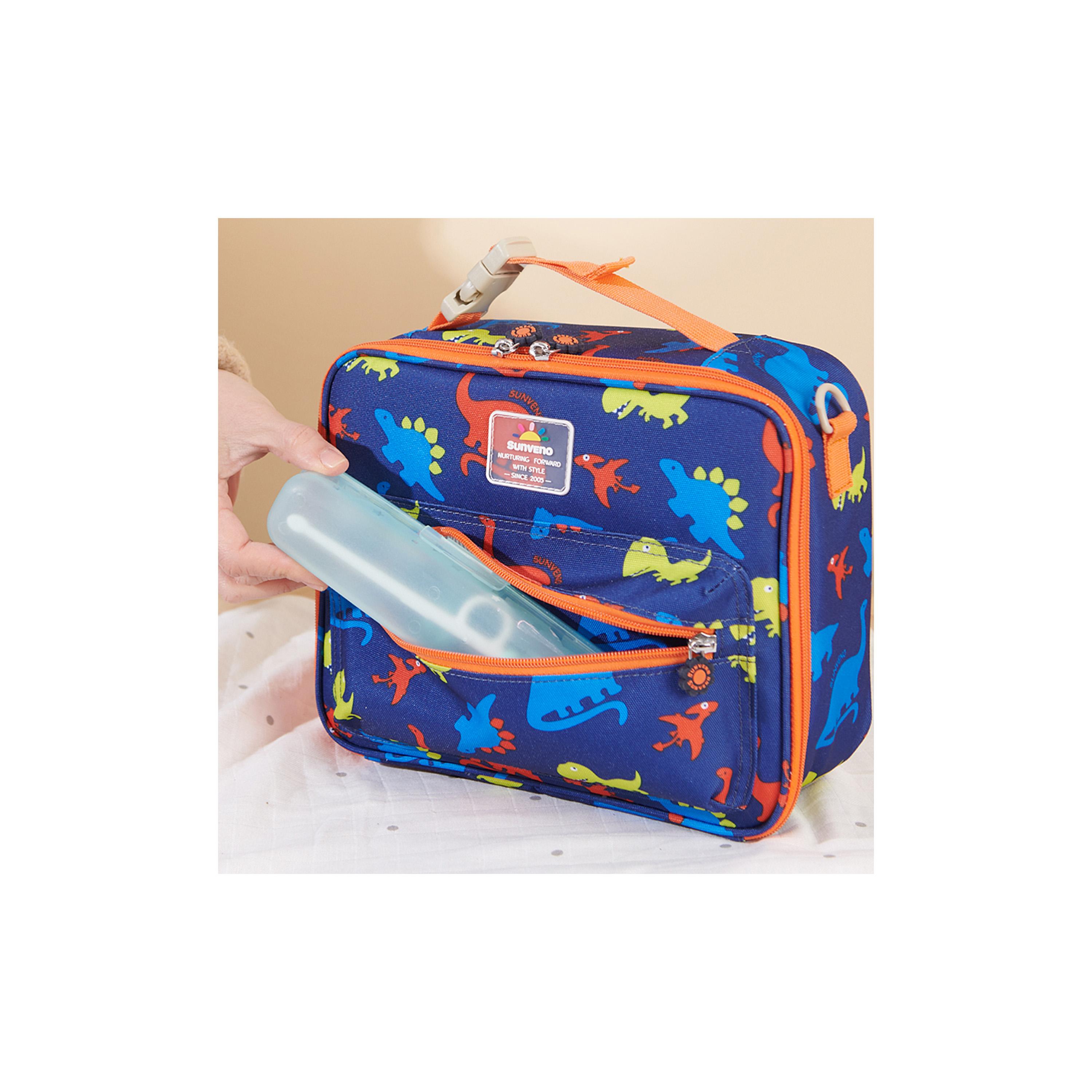 Sunveno Lunch Bag with Shoulder Strap, Dino, Blue-school-lunchessentials-lunchbags-image-9