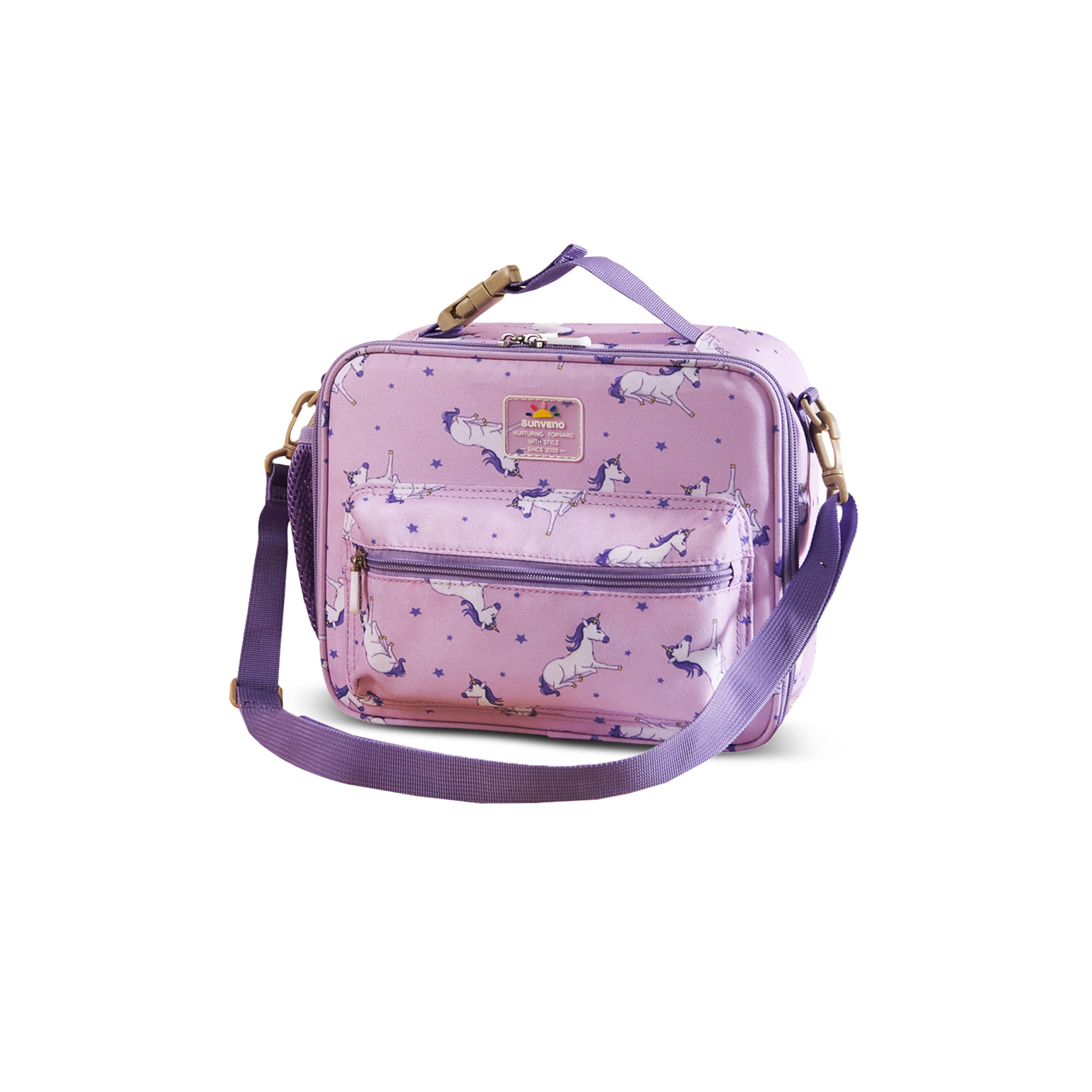 Sunveno Lunch Bag with Shoulder Strap, Unicorn, Purple-school-lunchessentials-lunchbags-image-1