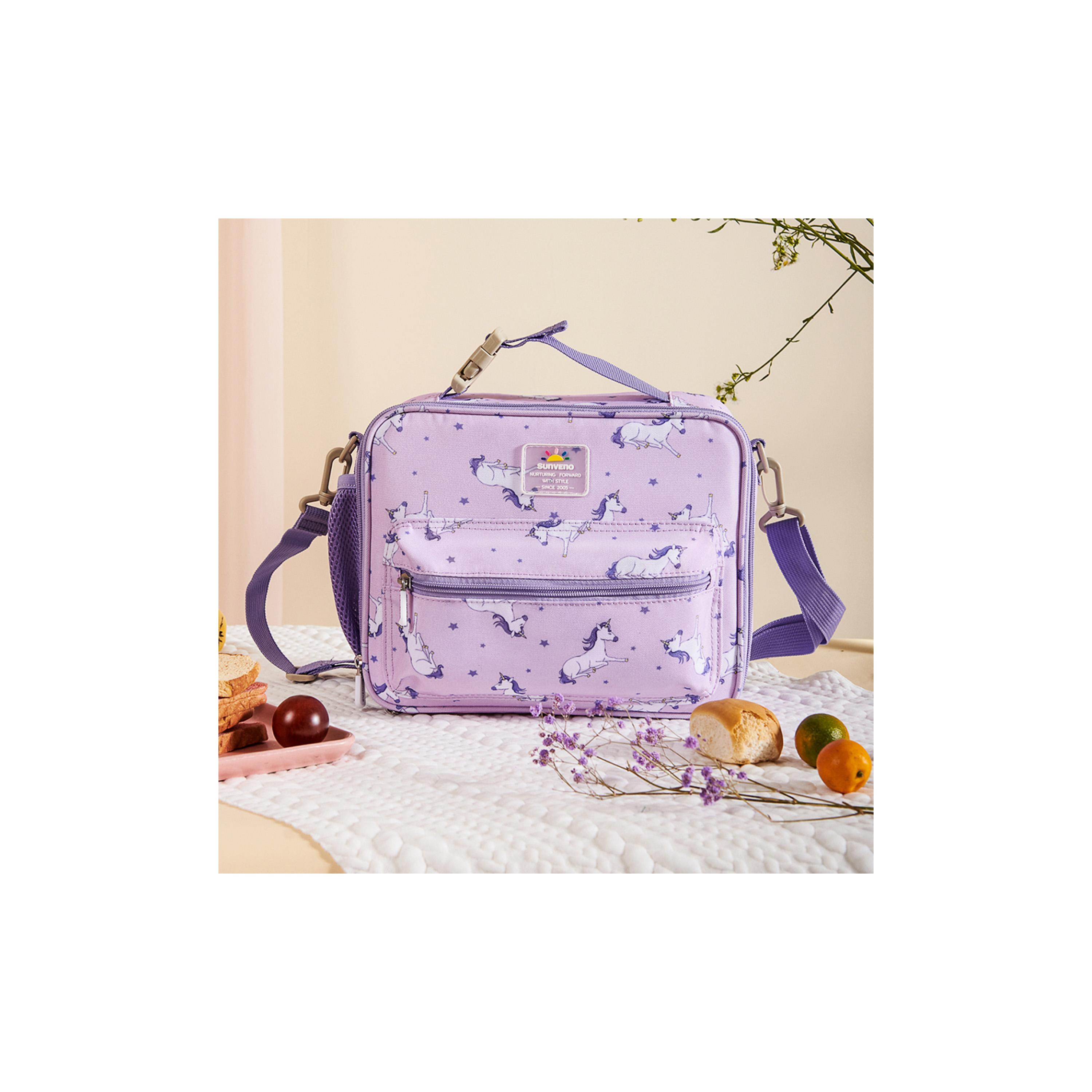 Sunveno Lunch Bag with Shoulder Strap, Unicorn, Purple-school-lunchessentials-lunchbags-image-4