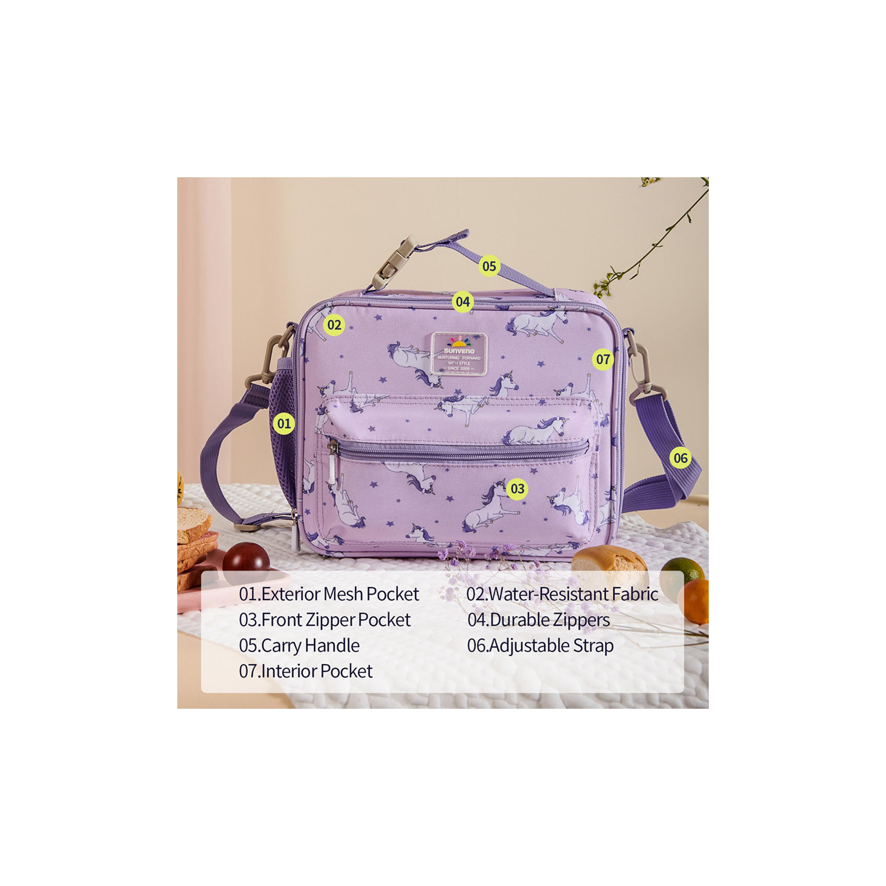 Sunveno Lunch Bag with Shoulder Strap, Unicorn, Purple-school-lunchessentials-lunchbags-image-5