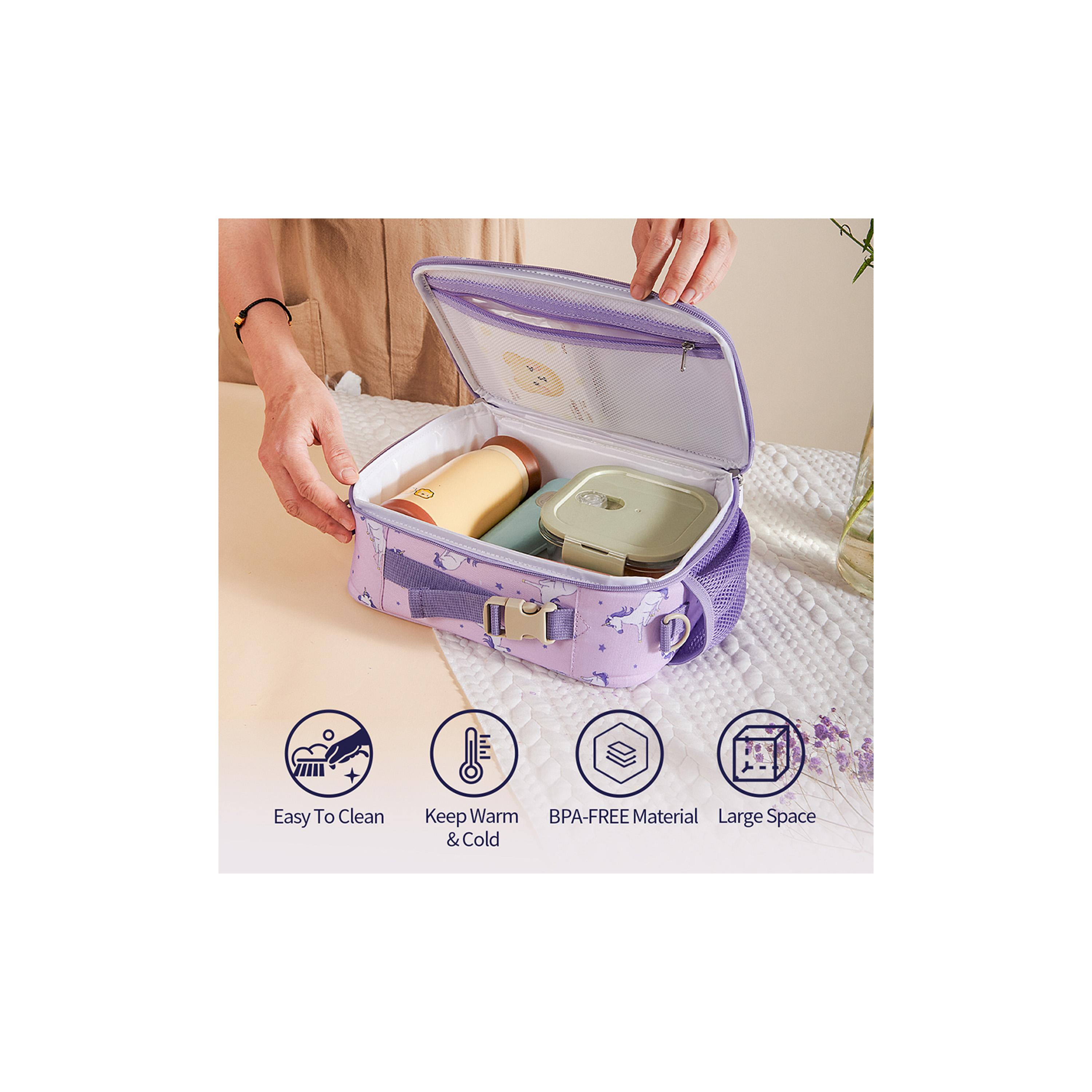 Sunveno Lunch Bag with Shoulder Strap, Unicorn, Purple-school-lunchessentials-lunchbags-image-7