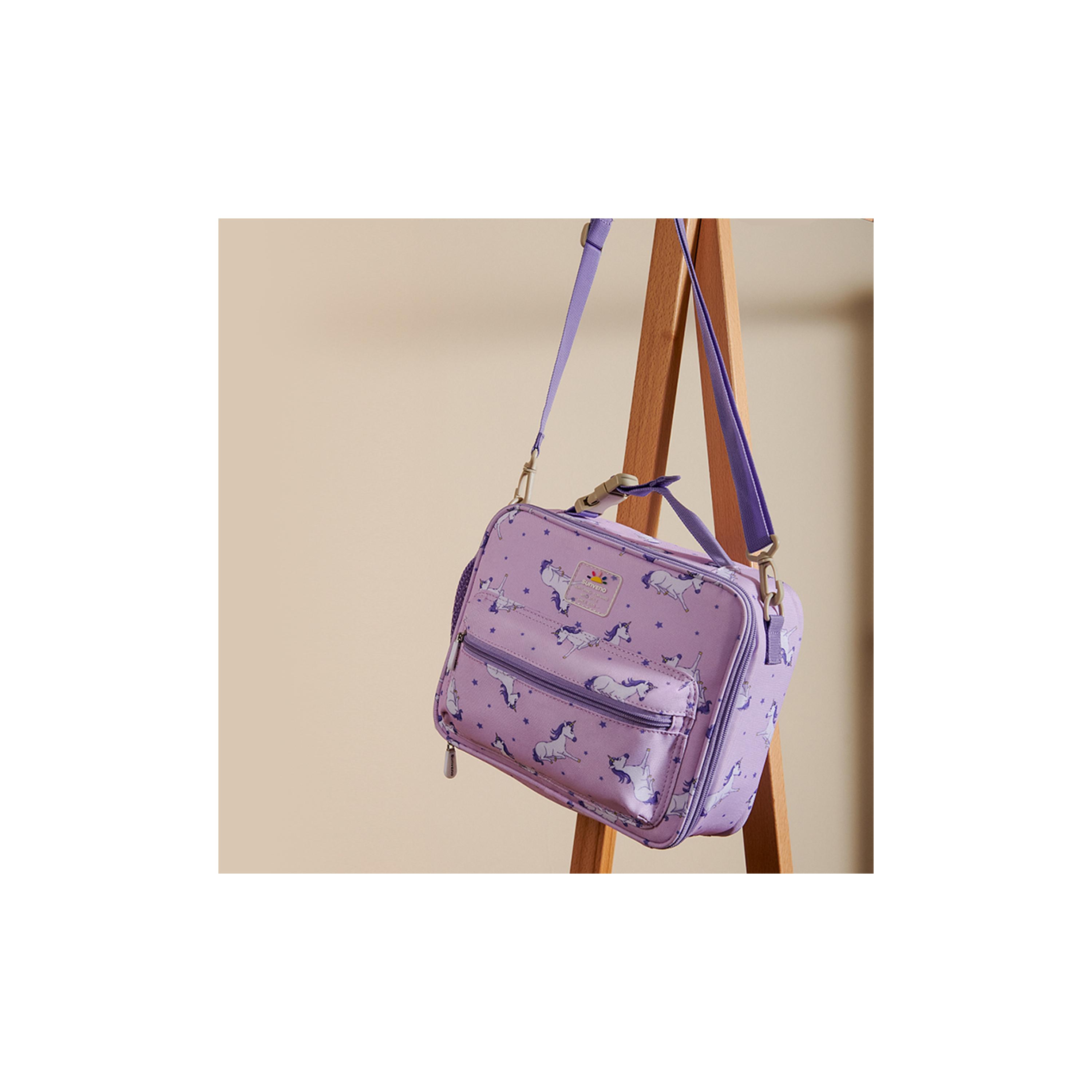 Sunveno Lunch Bag with Shoulder Strap, Unicorn, Purple-school-lunchessentials-lunchbags-image-9