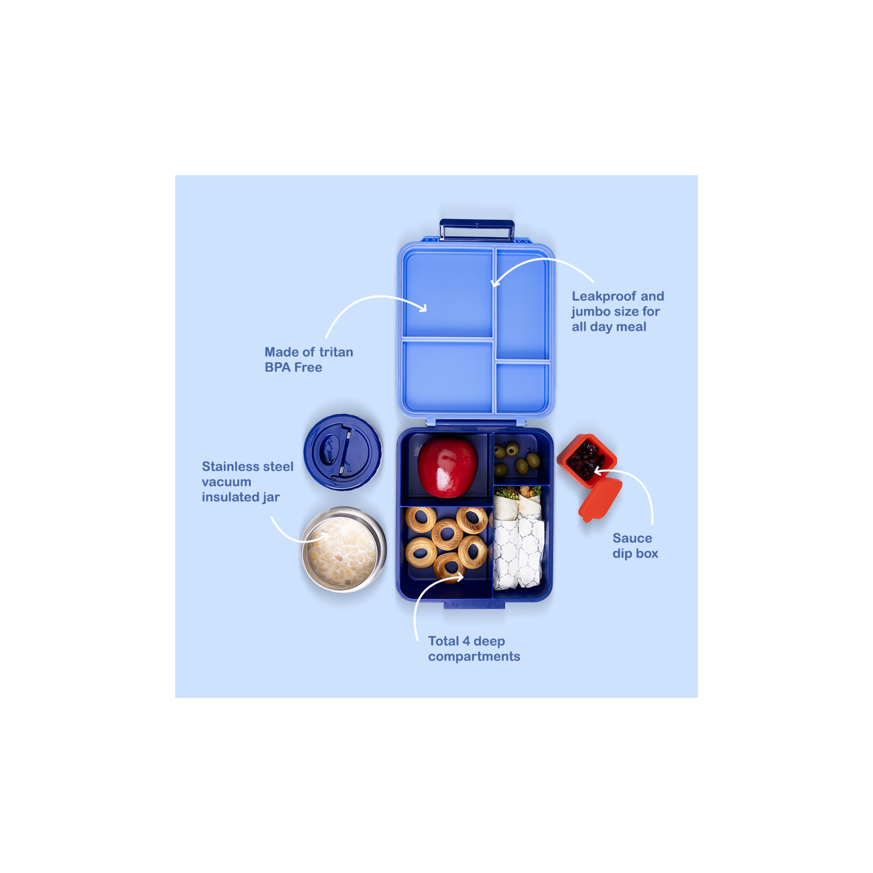 صندوق غداء بينتو جامبو مع ترمس وجرة غمس من إيزي كيدز-school-lunchessentials-lunchboxes-image-2
