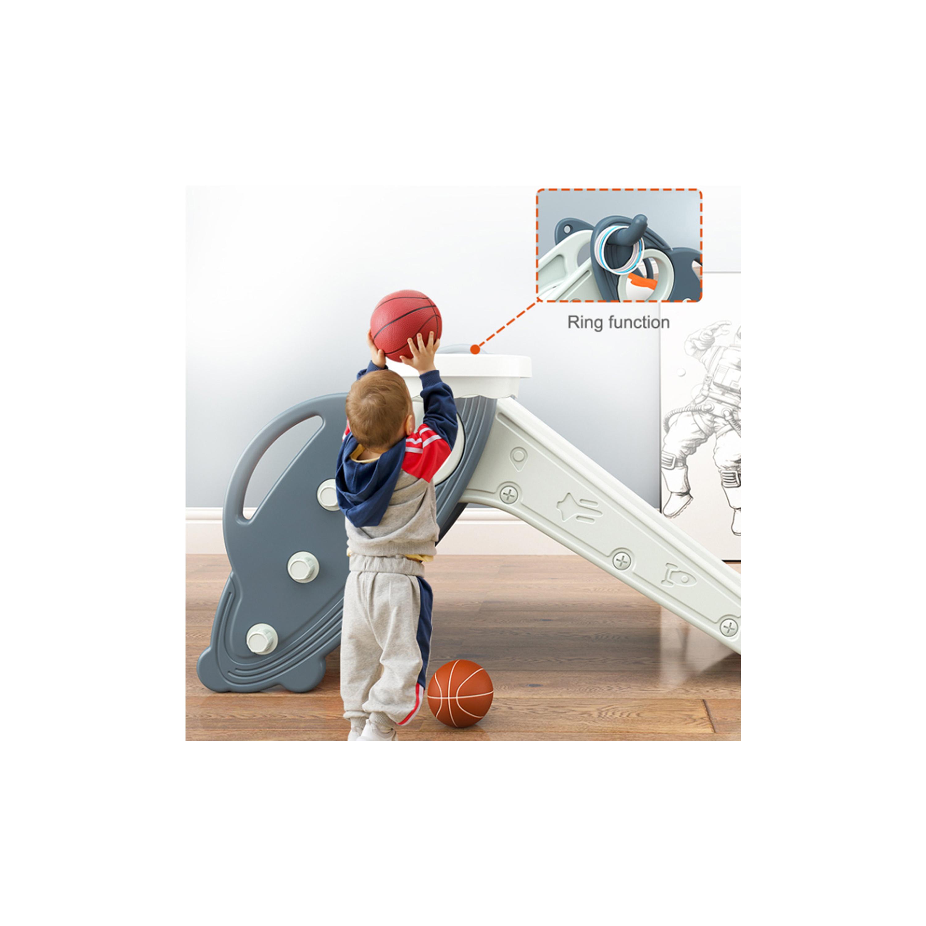 Little Story 3-In-1 Baby Slide with Basketball & Ring Game, Blue-toys-outdoor-slidesandswings-image-3