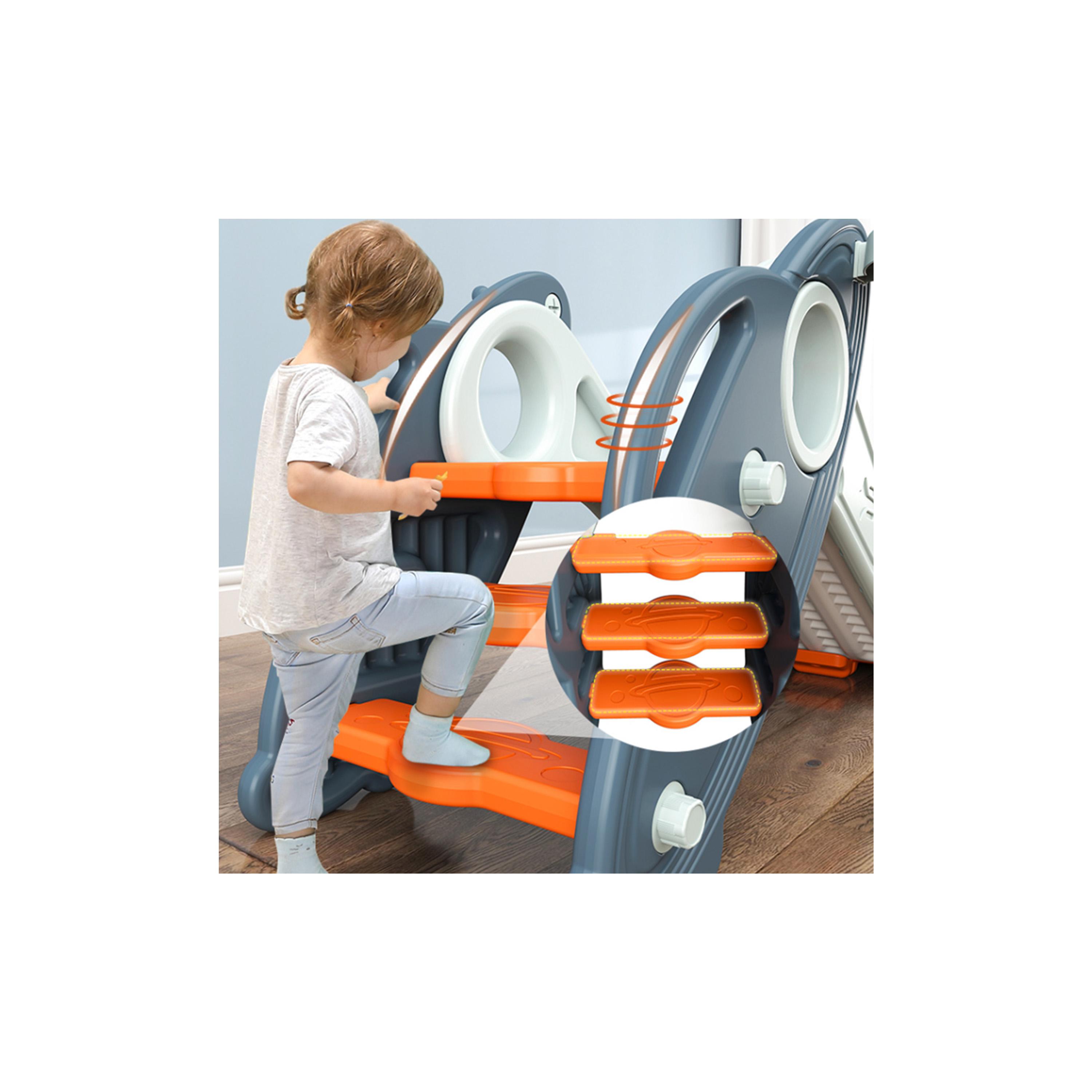 Little Story 3-In-1 Baby Slide with Basketball & Ring Game, Blue-toys-outdoor-slidesandswings-image-4