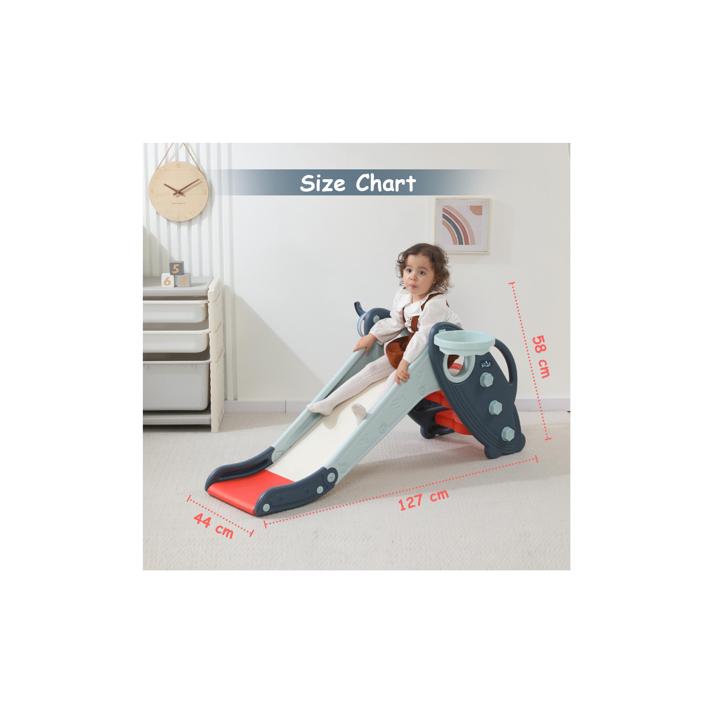 Little Story 3-In-1 Baby Slide with Basketball & Ring Game, Blue-toys-outdoor-slidesandswings-image-9