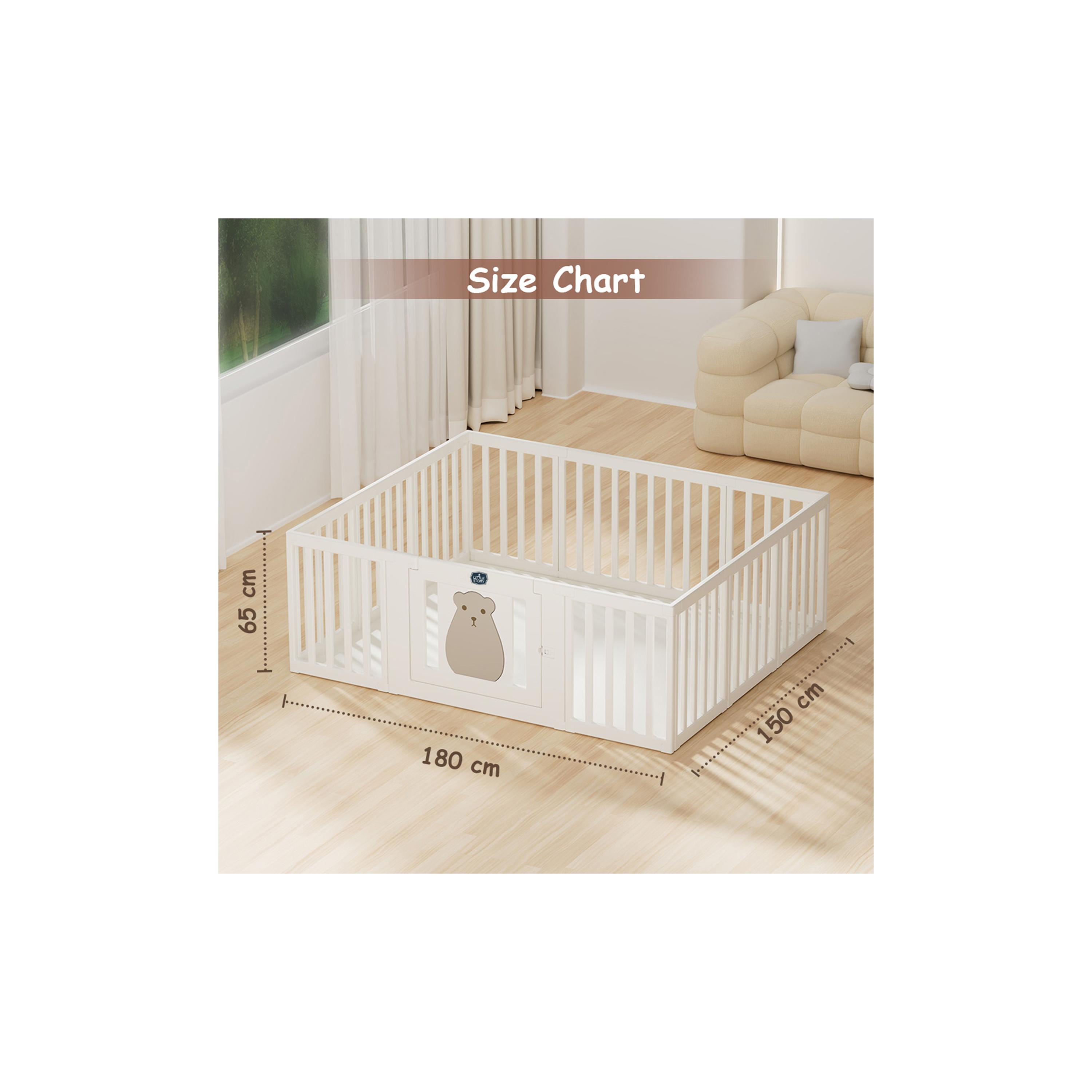 روضة أطفال محمولة مع باب من ليتل ستوري، دب، أبيض-baby-infantactivity-playpensandplaymats-image-9