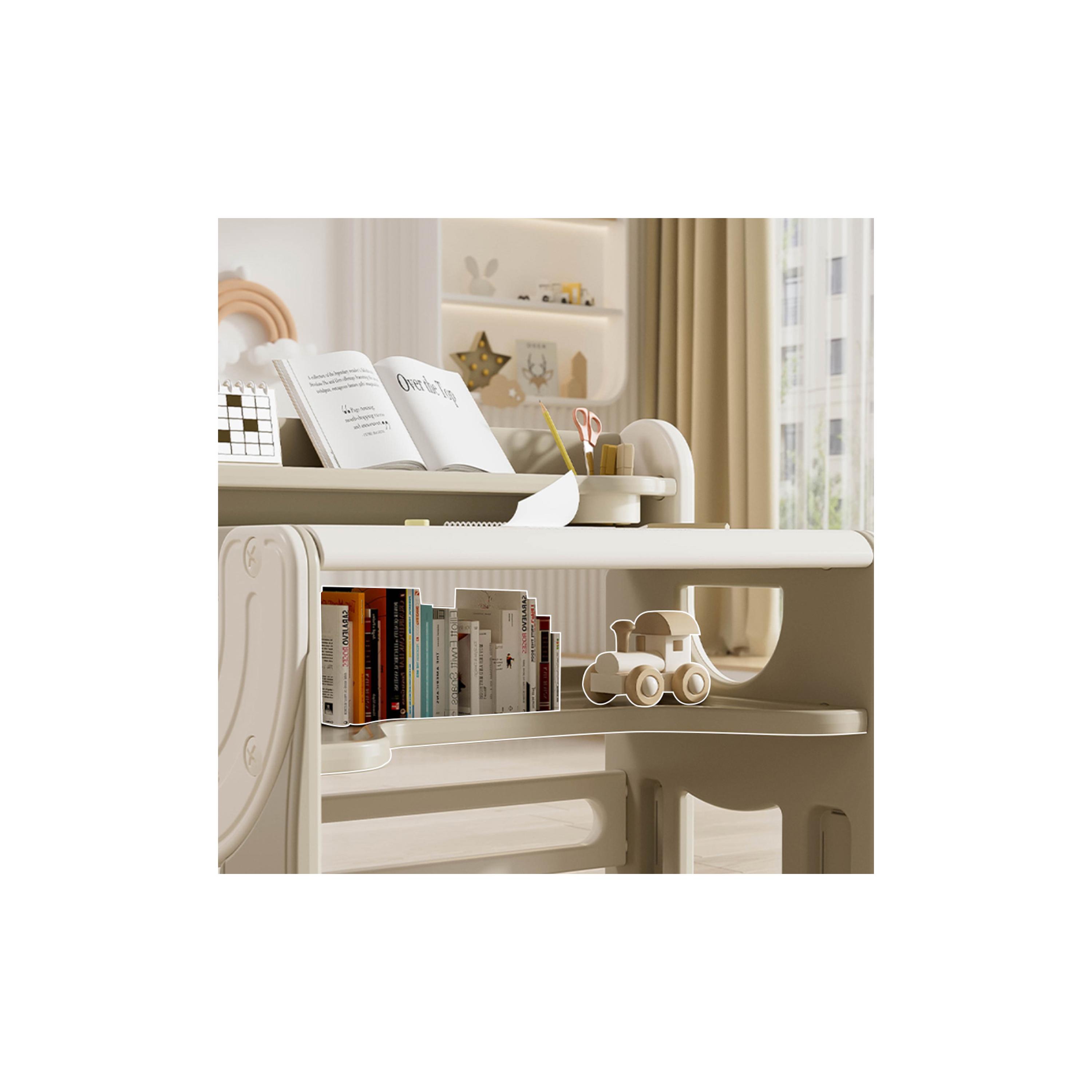 Little Story Multi Purpose Drawing & Study Table with Chair, Beige-baby-nursery-furniture-chairsandtables-image-2