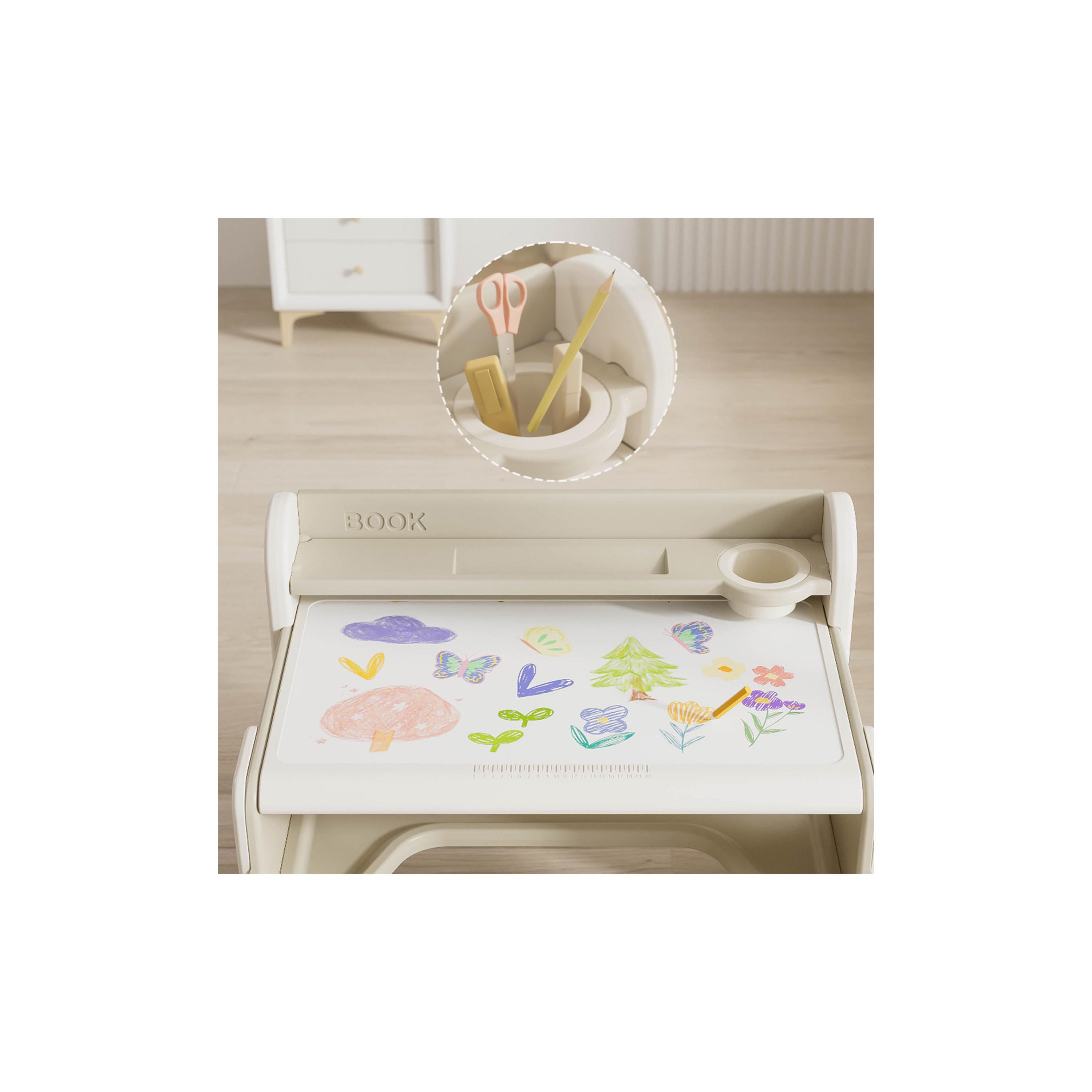 Little Story Multi Purpose Drawing & Study Table with Chair, Beige-baby-nursery-furniture-chairsandtables-image-5