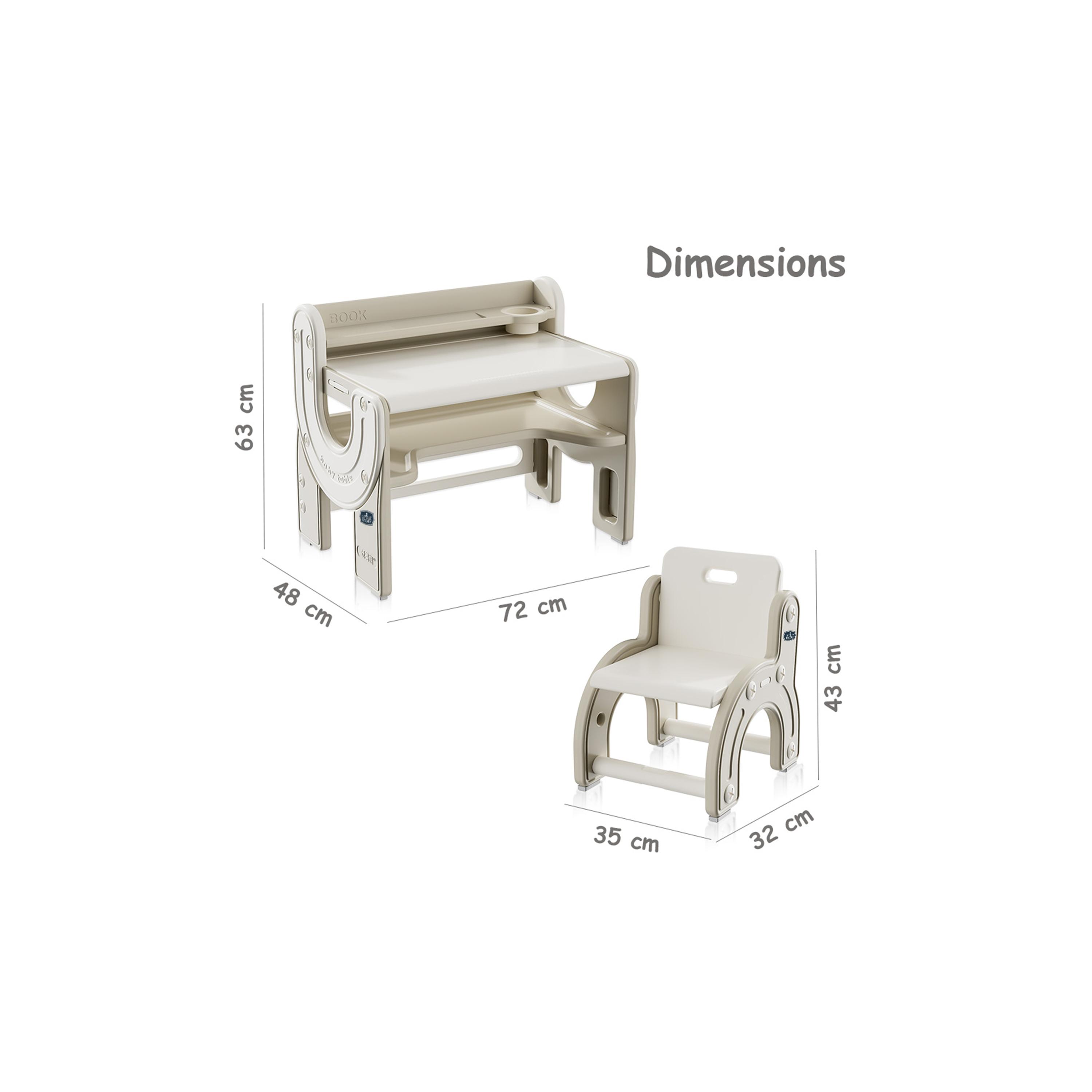 Little Story Multi Purpose Drawing & Study Table with Chair, Beige-baby-nursery-furniture-chairsandtables-image-8