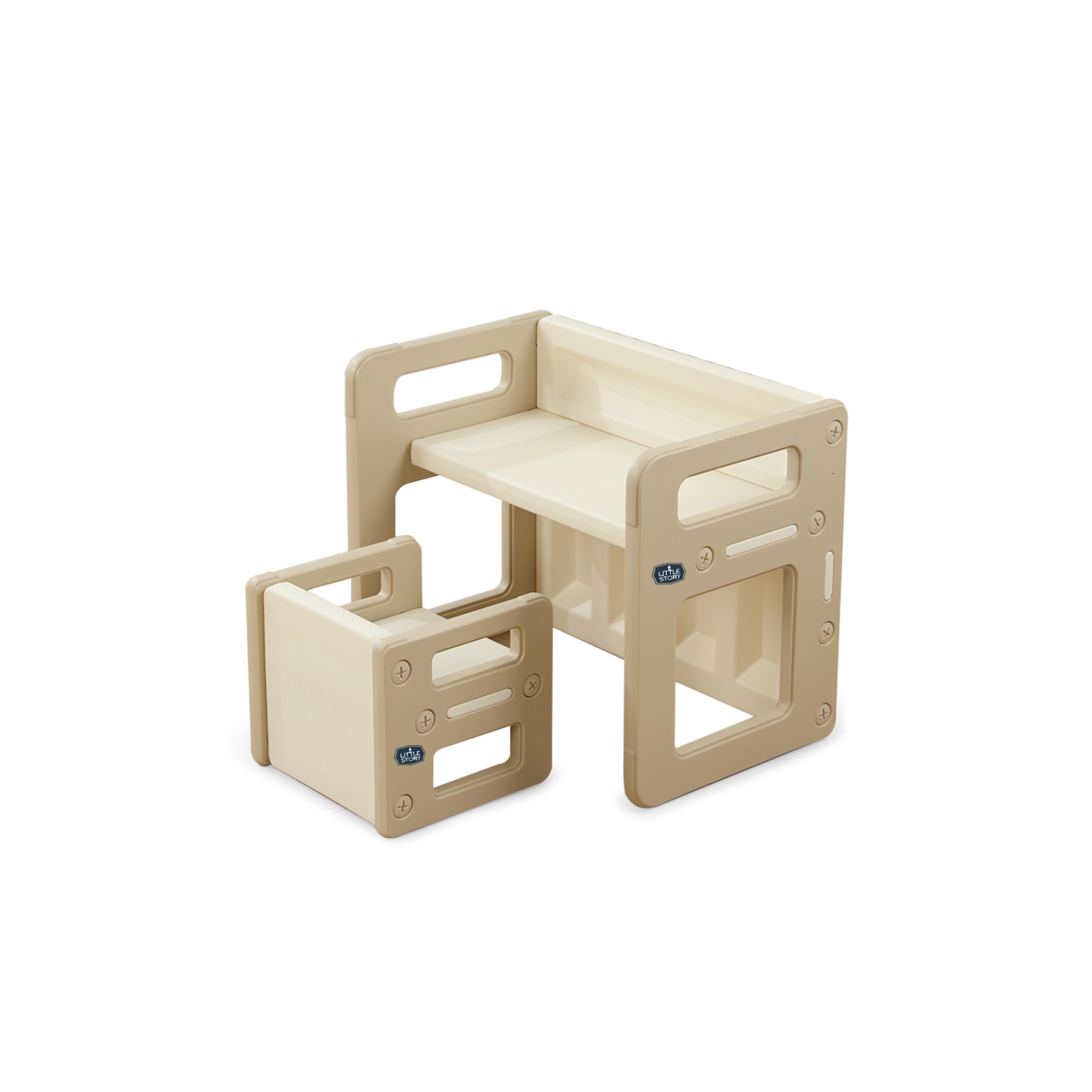 Little Story Study Table with Chair, Beige-baby-nursery-furniture-chairsandtables-image-1