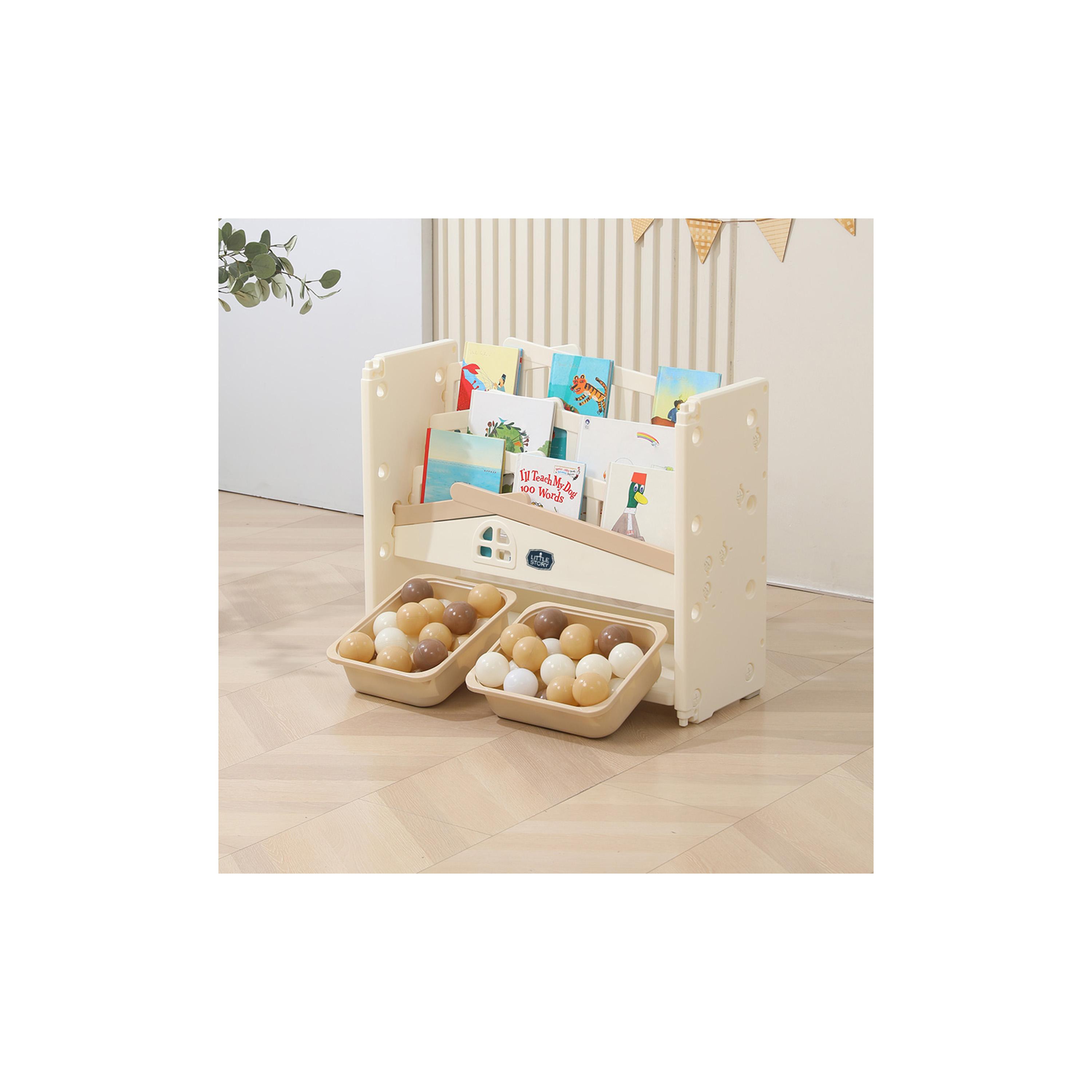 Little Story Bookshelf with 2-Piece Toy Storage Bins, White-baby-nursery-furniture-wardrobesandstorage-image-5
