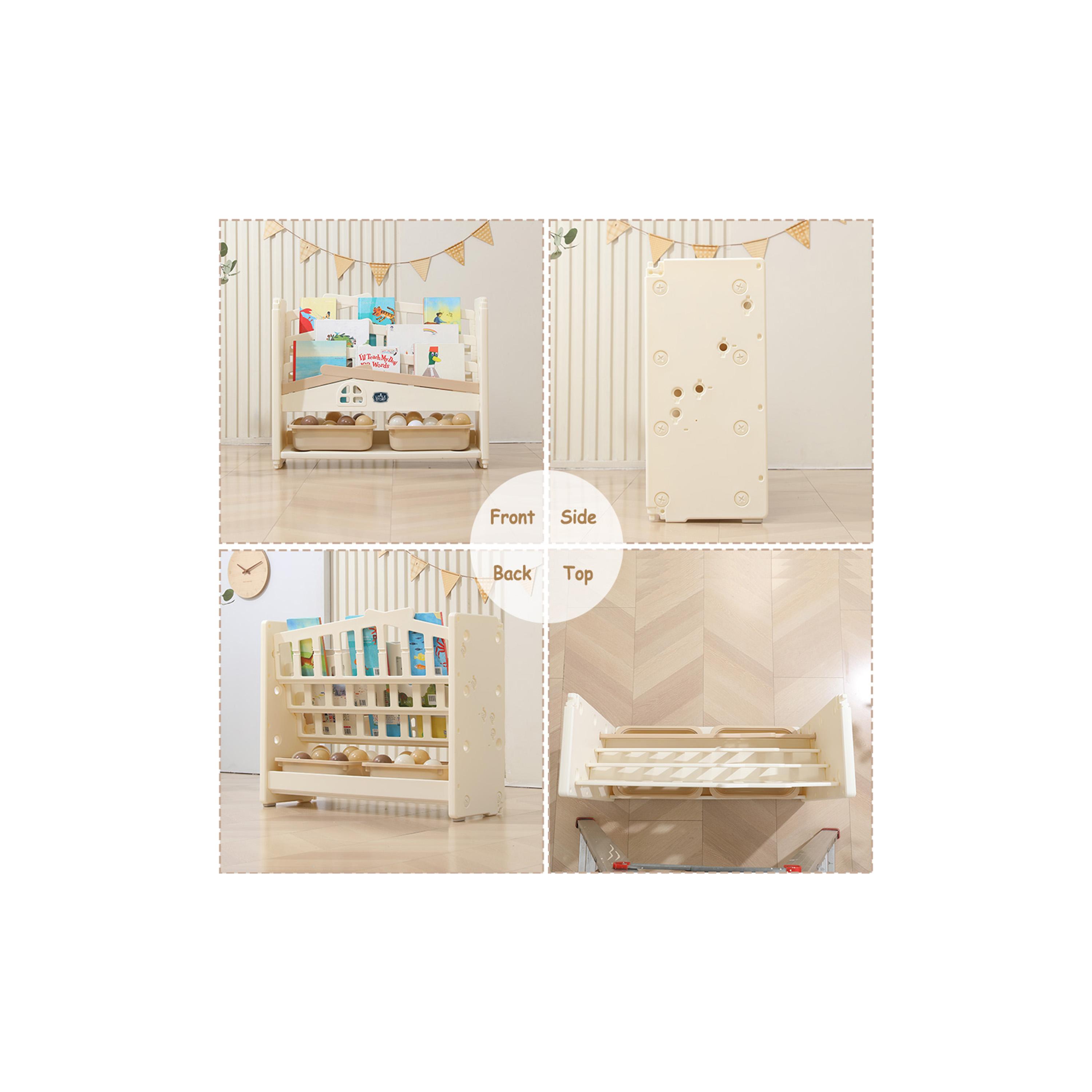 Little Story Bookshelf with 2-Piece Toy Storage Bins, White-baby-nursery-furniture-wardrobesandstorage-image-6