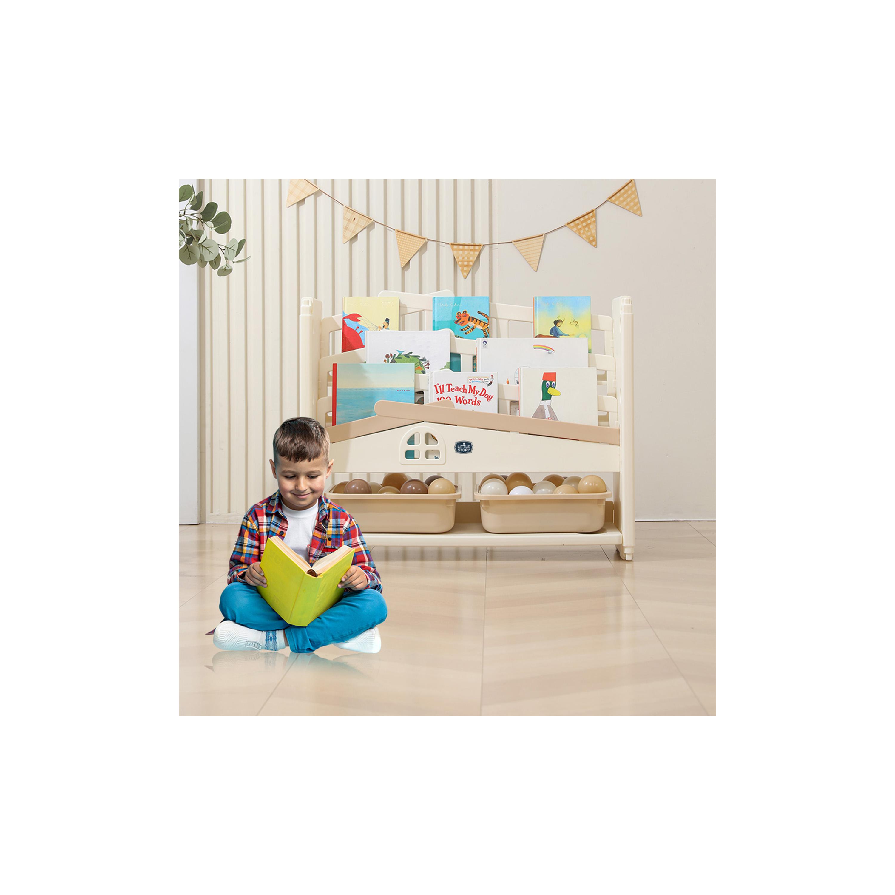 Little Story Bookshelf with 2-Piece Toy Storage Bins, White-baby-nursery-furniture-wardrobesandstorage-image-7