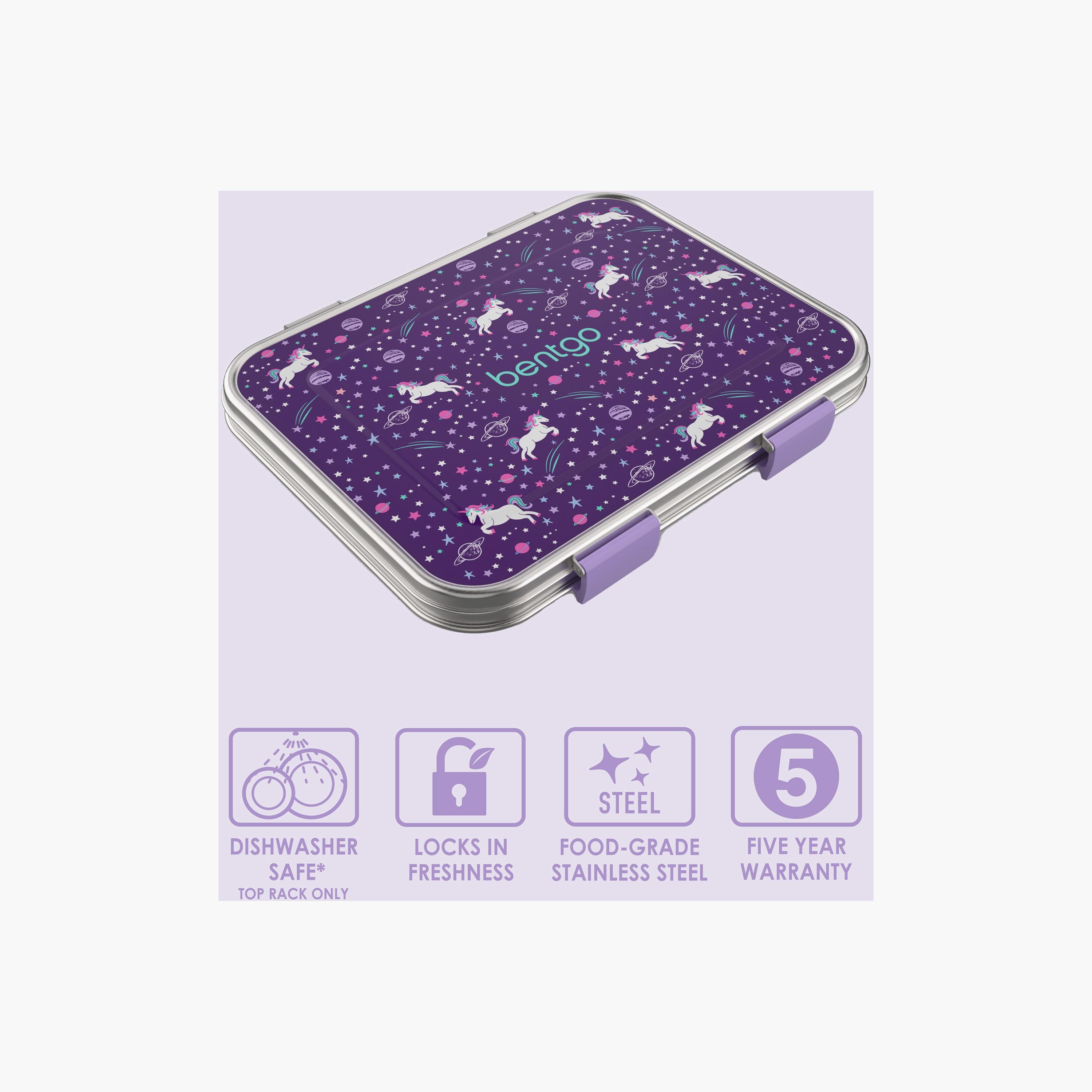 علبة غداء ستانلس ستيل بطبعة يونيكورن من بينتجو - بنفسجي-school-lunchessentials-lunchboxes-image-2