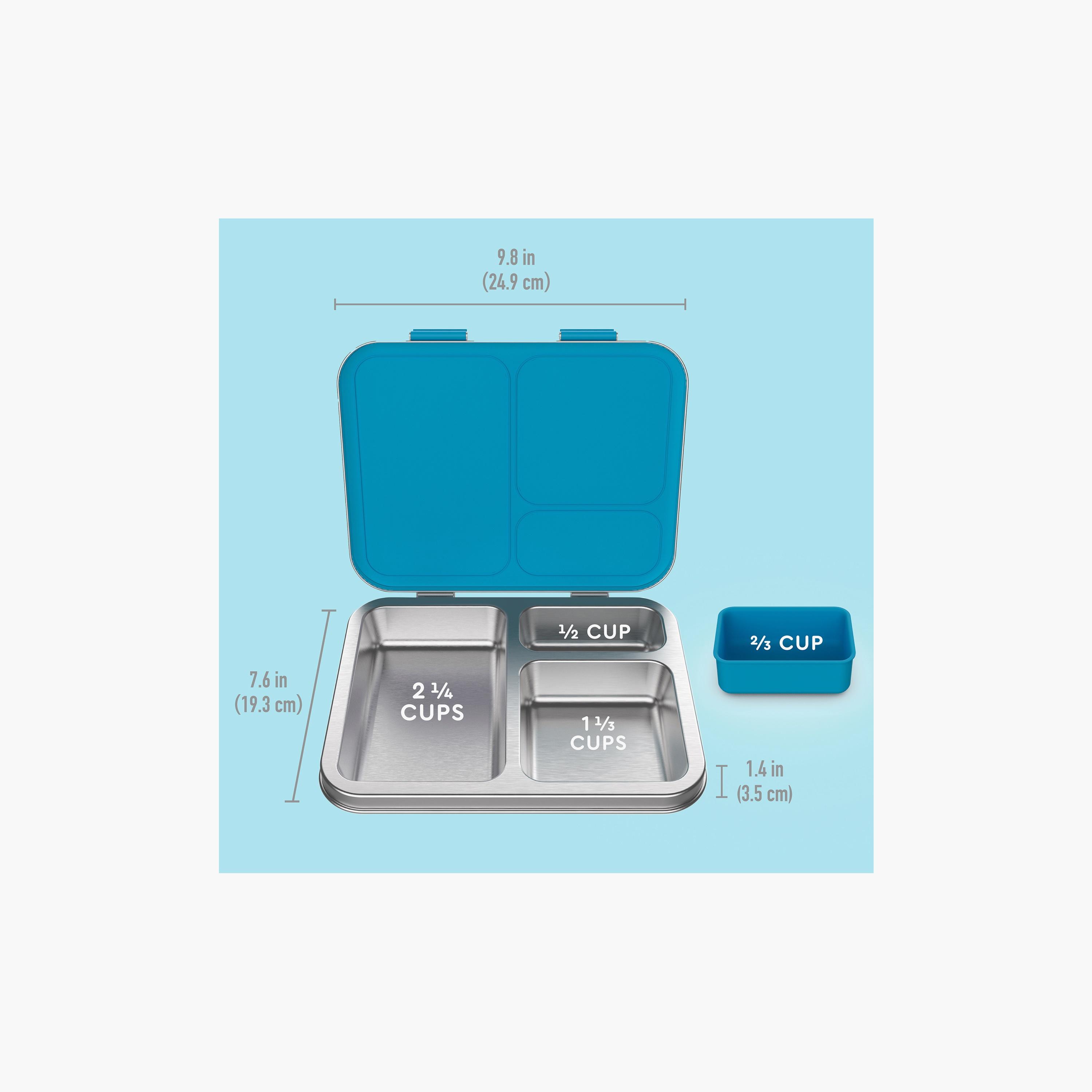 علبة غداء ستانلس ستيل بطبعة ديناصور من بينتجو - أزرق-school-lunchessentials-lunchboxes-image-4