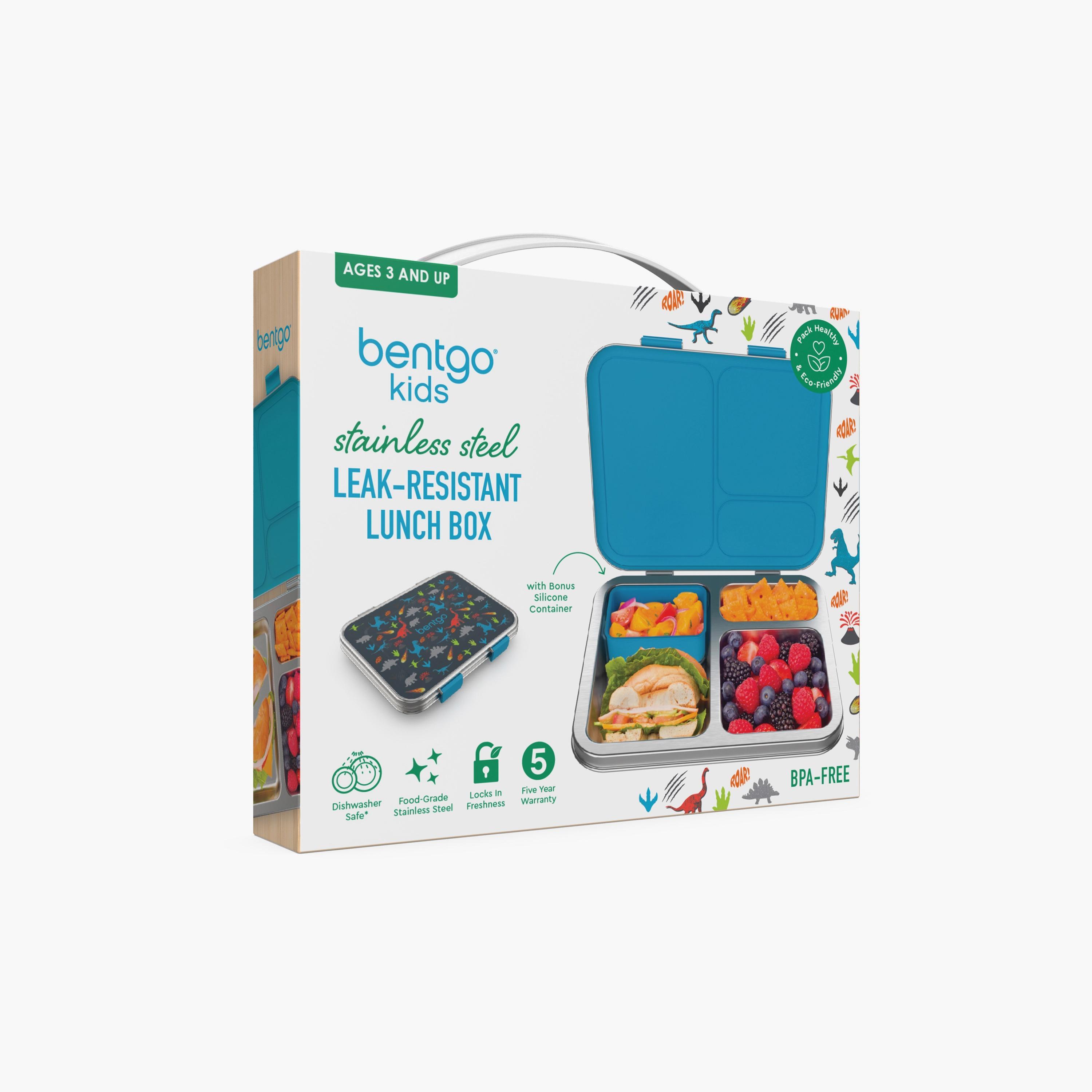 علبة غداء ستانلس ستيل بطبعة ديناصور من بينتجو - أزرق-school-lunchessentials-lunchboxes-image-5