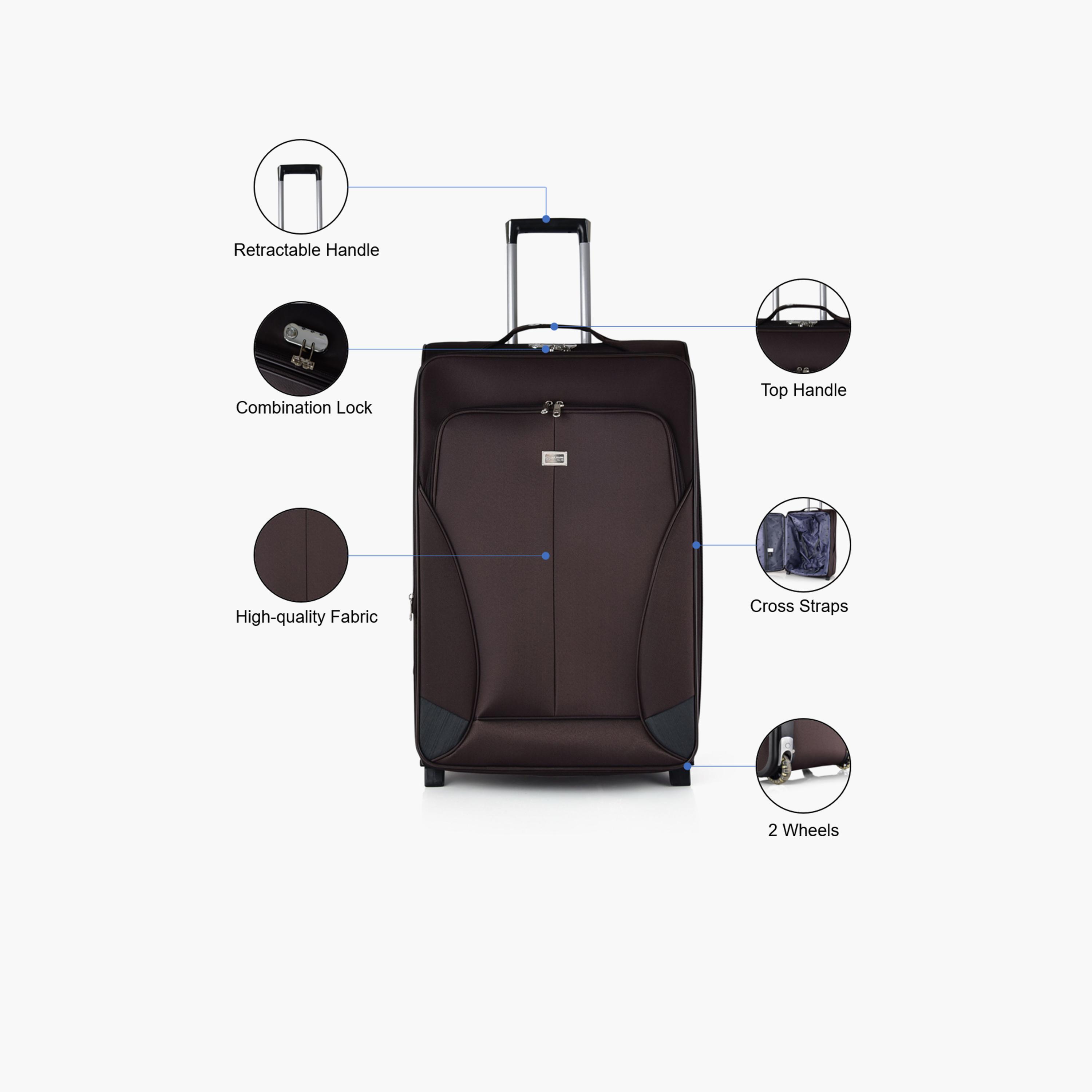 New Travel 74 CM Large Check-in Textile Softcase Two-Wheeler Single Trolley Bag with Combination Lock | 8883-28 -travel-luggagesandbags-luggage-image-4