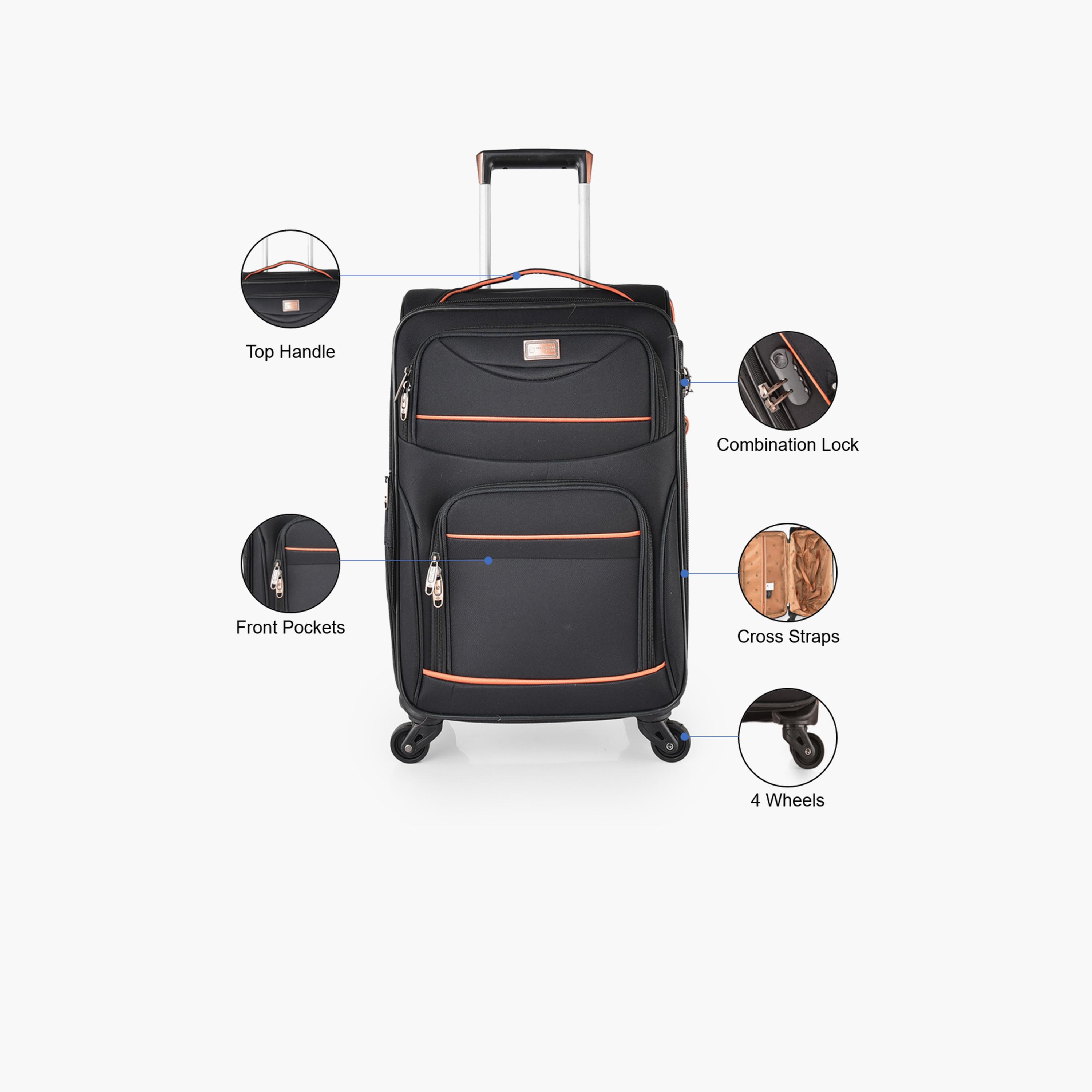 New Travel 60 CM Cabin Bag Textile Softcase Four-Wheeler Spinner Trolley Bag with Combination Lock | 9954-20-travel-luggagesandbags-luggage-image-4