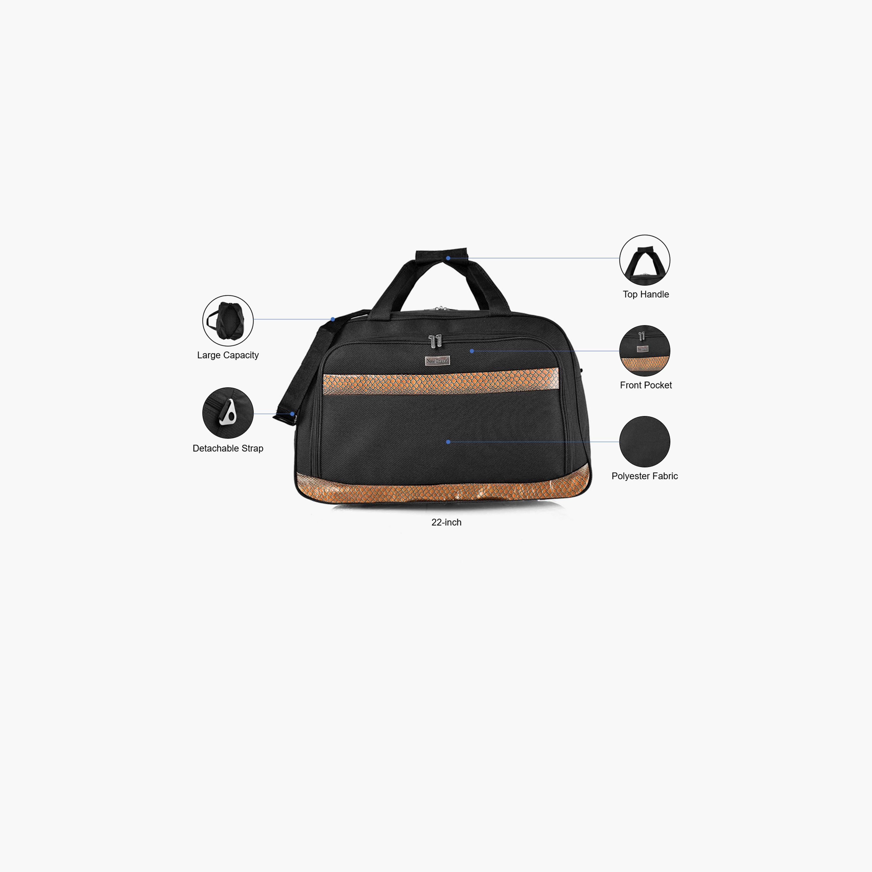 New Travel 22 Inch Polyester Textured Duffle Bags with Zipper closure and Detachable Strap | DQ21-11-22-travel-luggagesandbags-dufflebags-image-3