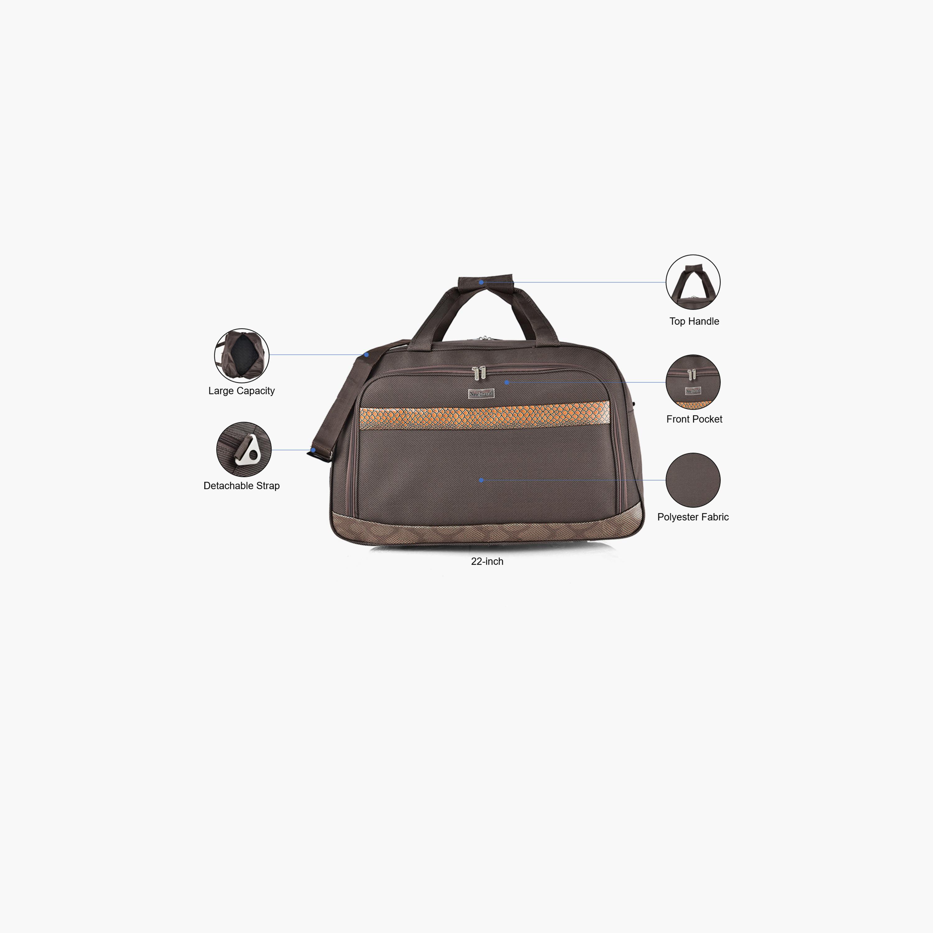 New Travel 22 Inch Polyester Textured Duffle Bags with Zipper closure and Detachable Strap | DQ21-11-22-travel-luggagesandbags-dufflebags-image-3