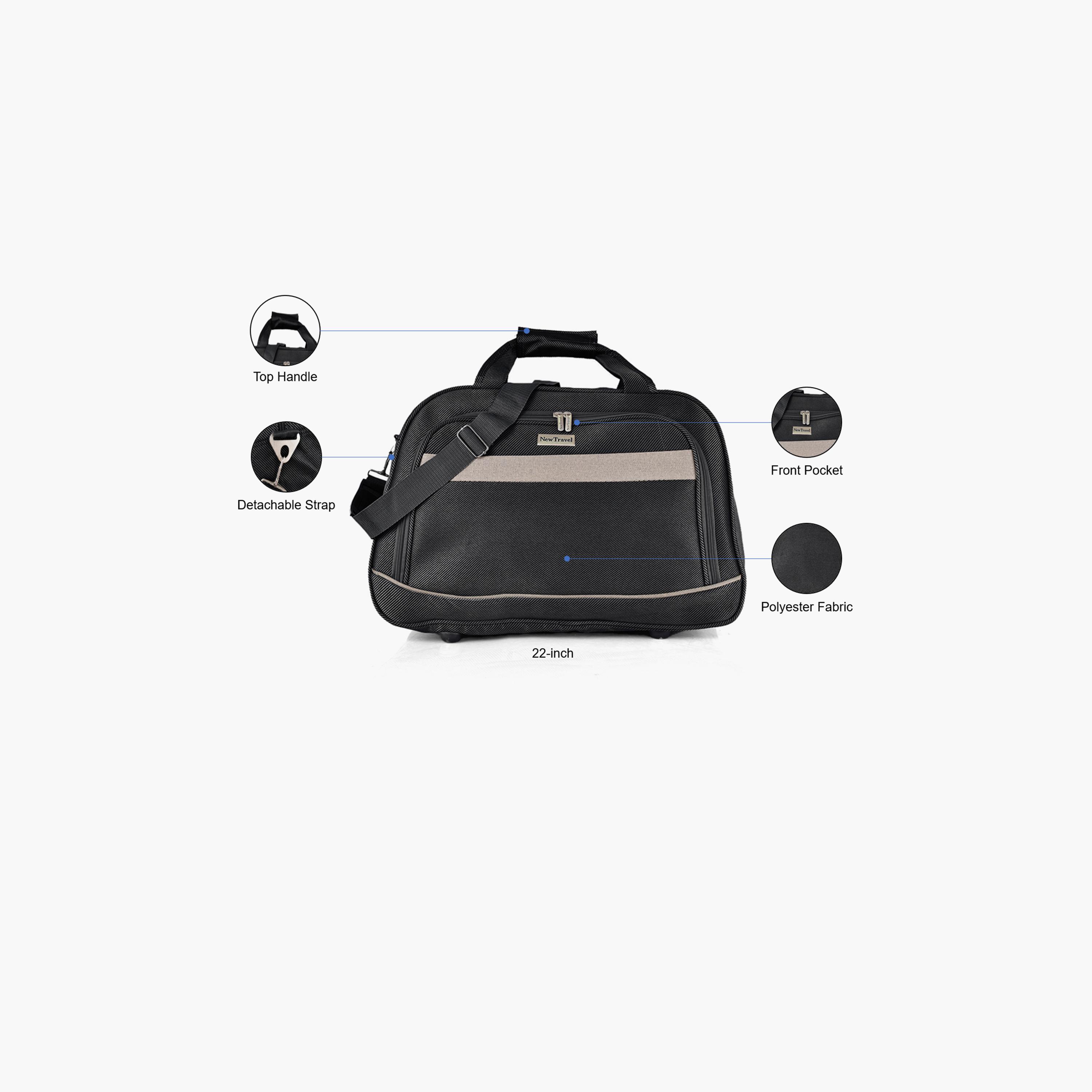 New Travel 22 Inch Polyester Textured Duffle Bags with Zipper closure and Detachable Strap | DQ21-12-22-travel-luggagesandbags-dufflebags-image-3