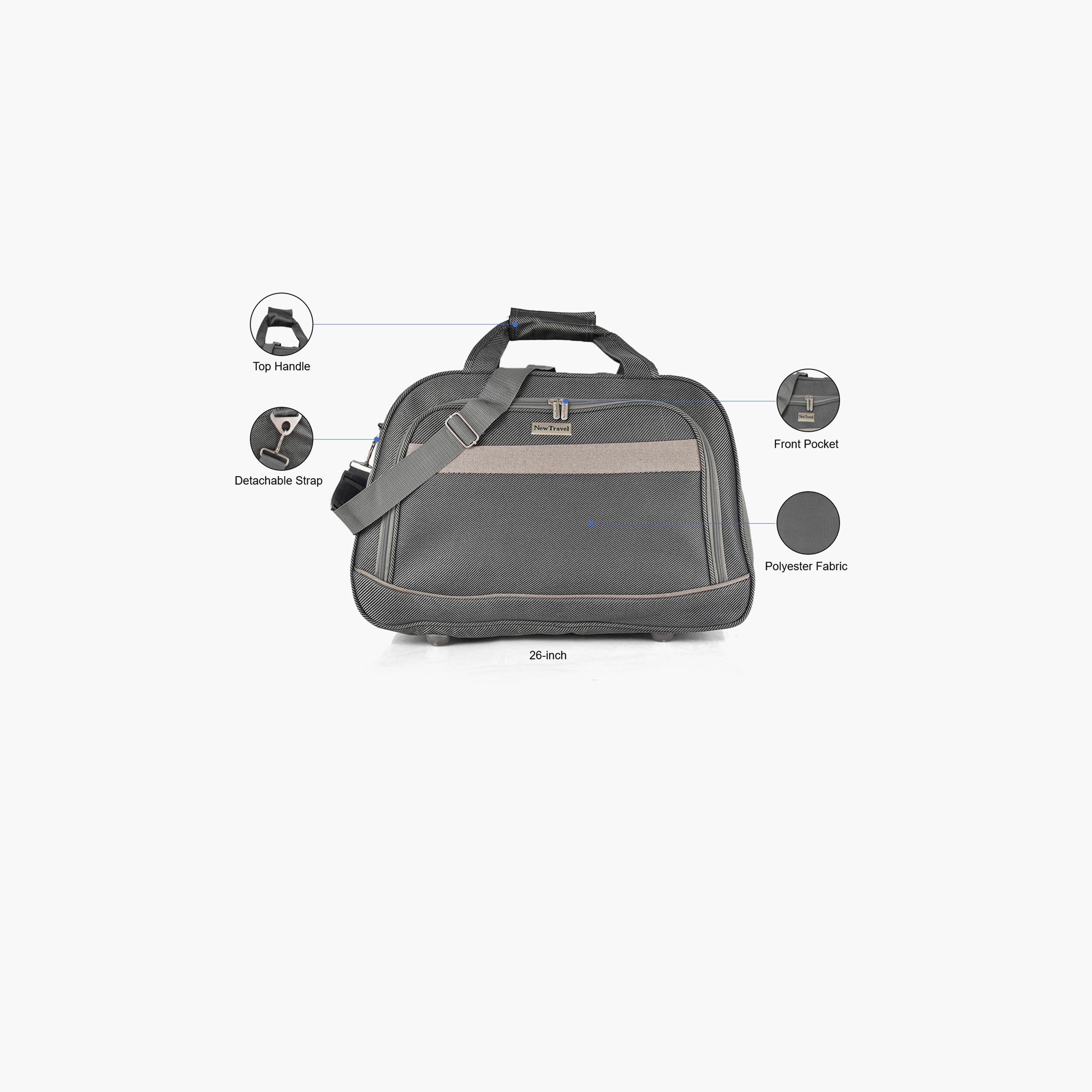 New Travel 26 Inch Polyester Textured Duffle Bags with Zipper closure and Detachable Strap | DQ21-12-26-travel-luggagesandbags-dufflebags-image-3