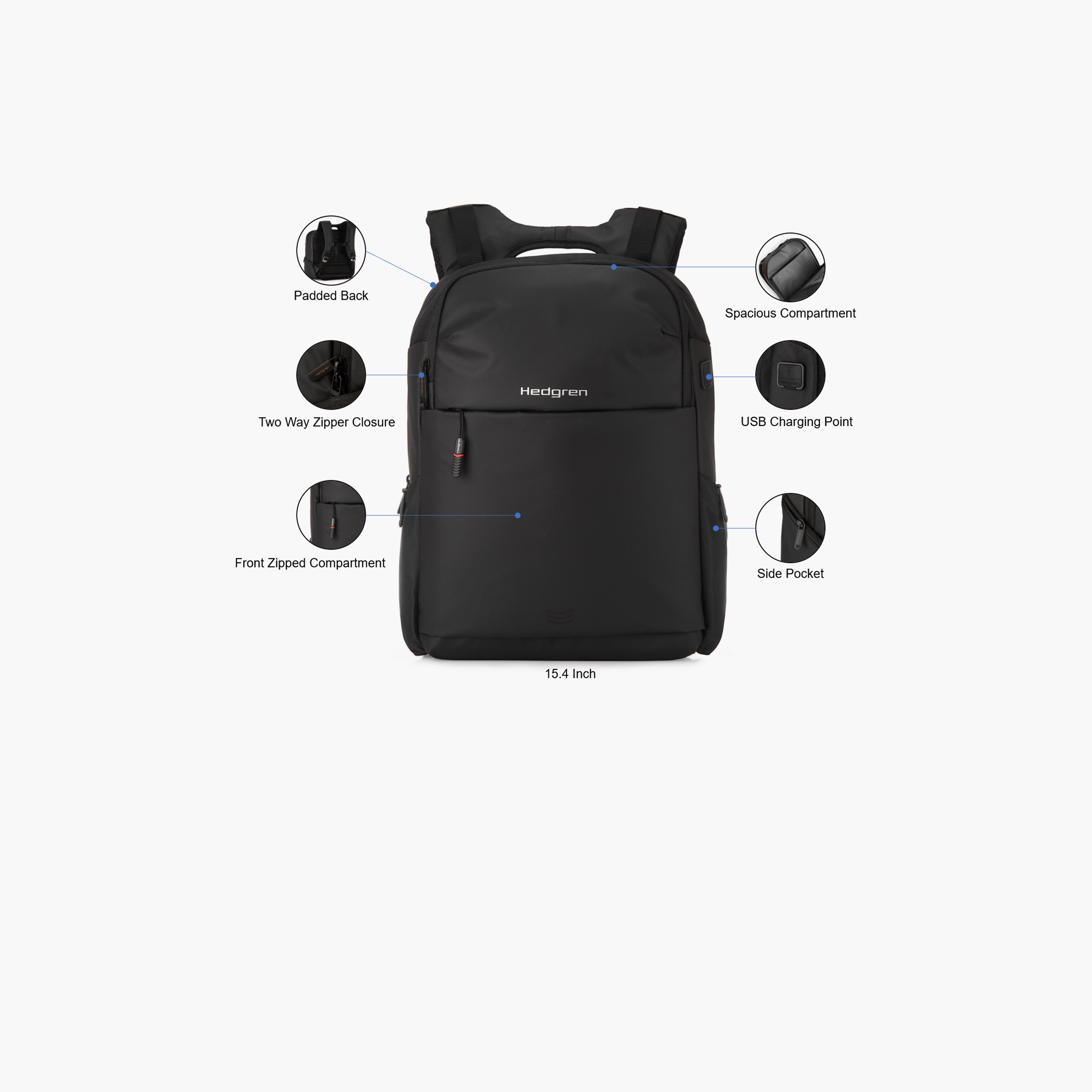 Hedgren 15.7 Inch Polyester Laptop and Travel Backpack | HCOM04-01-travel-luggagesandbags-backpacks-image-3