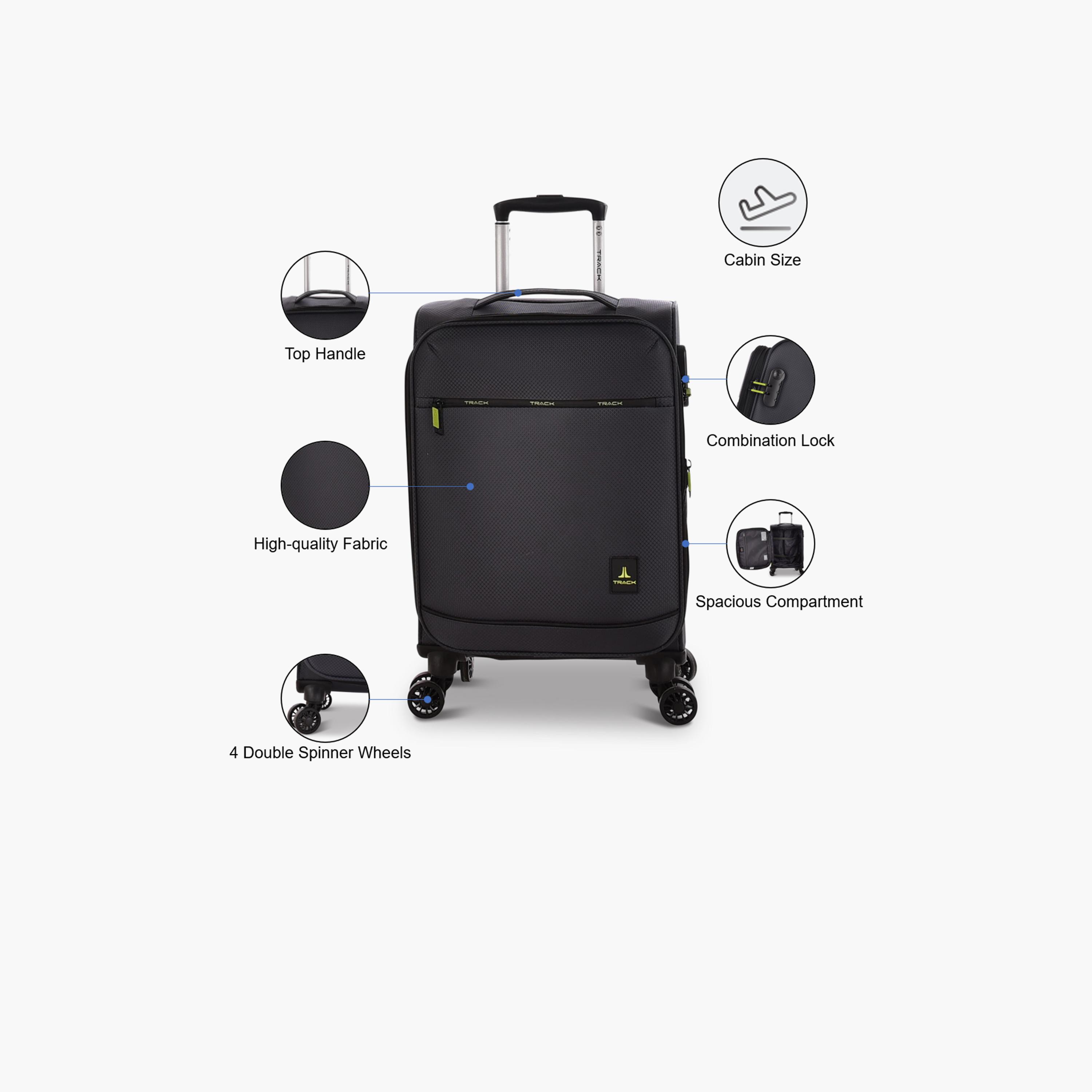 Track 55 CM Cabin Textile Softcase Four-Wheeler Spinner Trolley Bag with Combination Lock | LG001-20 -travel-luggagesandbags-luggage-image-4