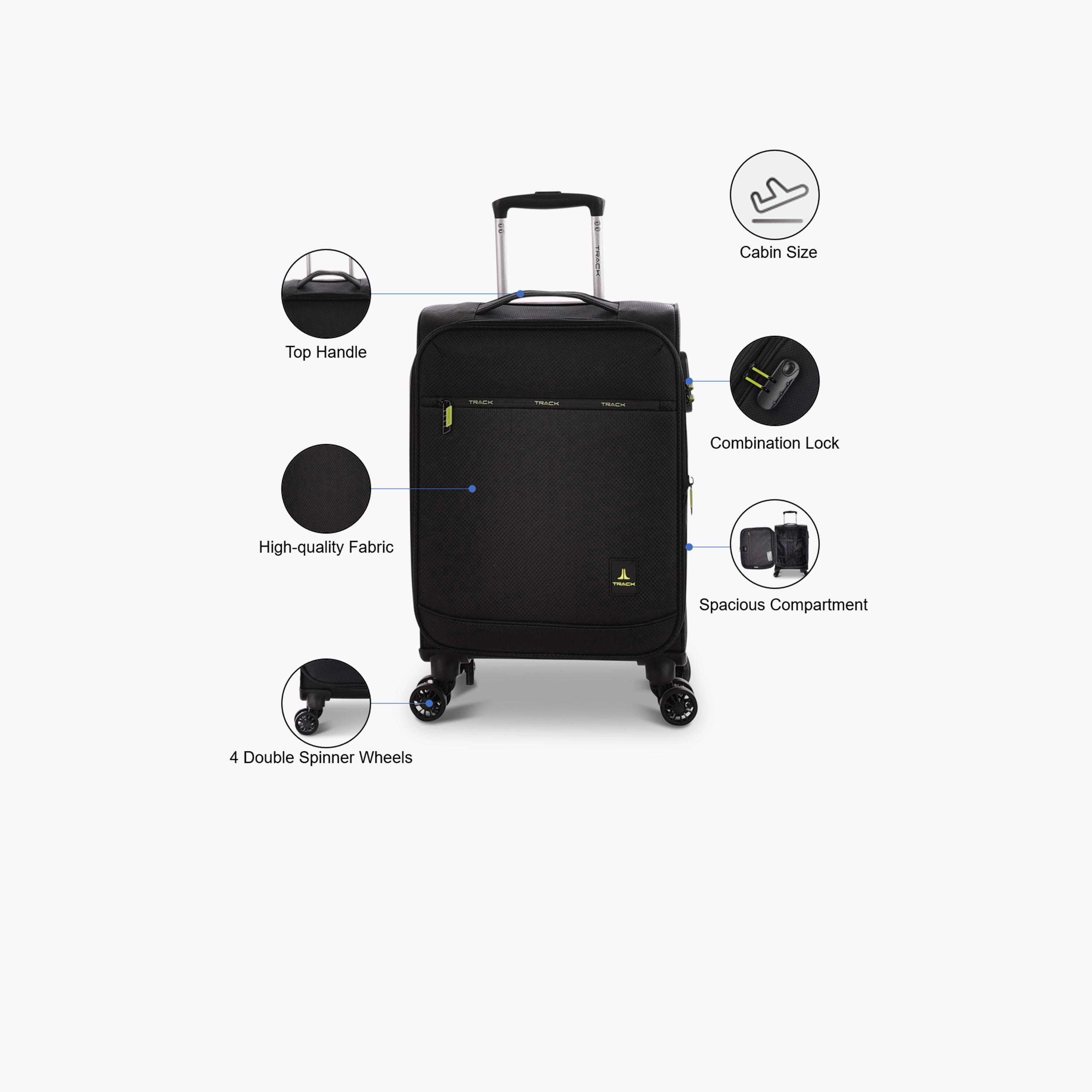Track 55 CM Cabin Textile Softcase Four-Wheeler Spinner Trolley Bag with Combination Lock | LG001-20 -travel-luggagesandbags-luggage-image-4