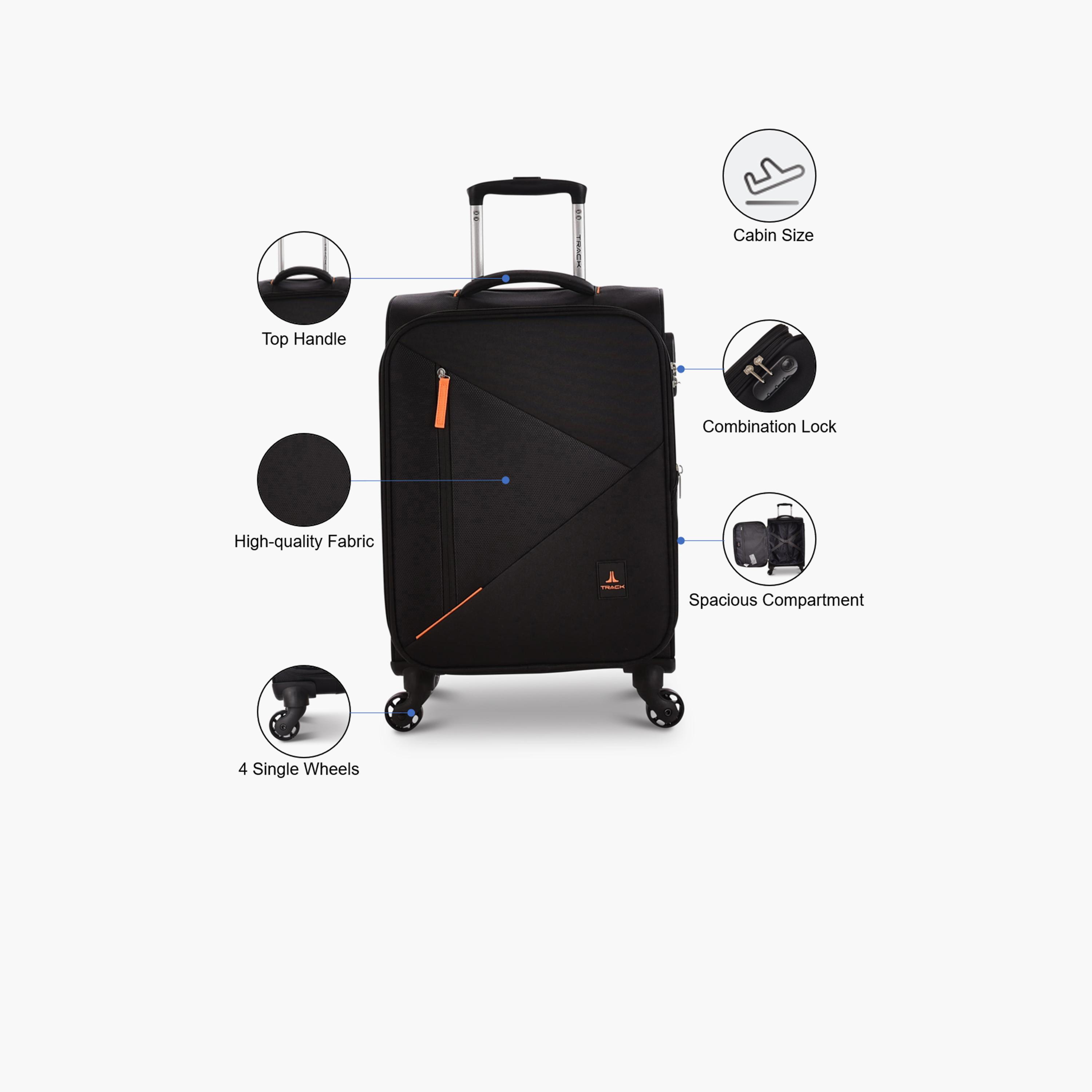 Track 55 CM Cabin Textile Softcase Four-Wheeler Spinner Trolley Bag with Combination Lock | LG003-20 -travel-luggagesandbags-luggage-image-4