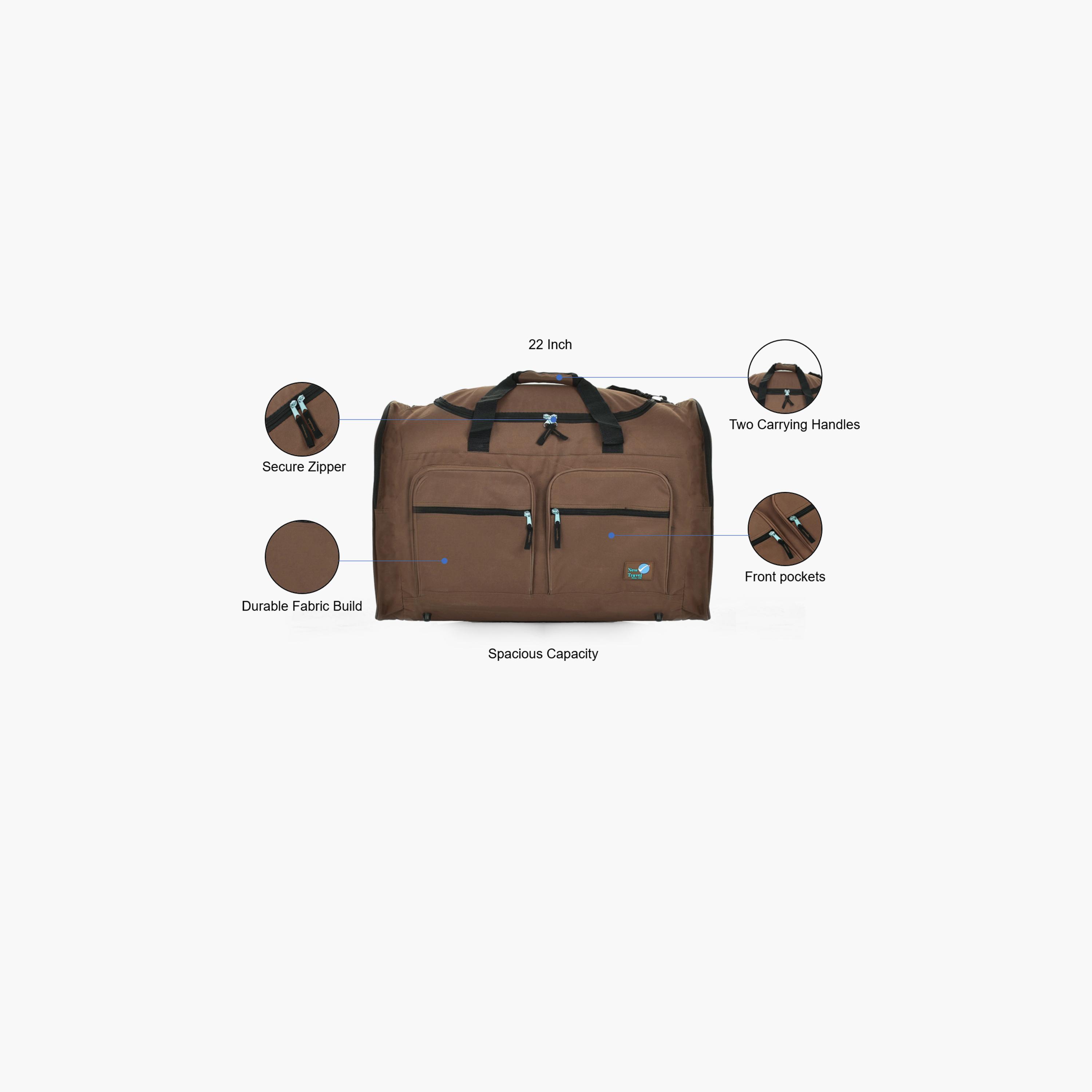 New Travel 22 Inch Polyester Textured Double Handle Duffle Bags with Zipper Closure and Adjustable Strap | N09-men-bags-image-3